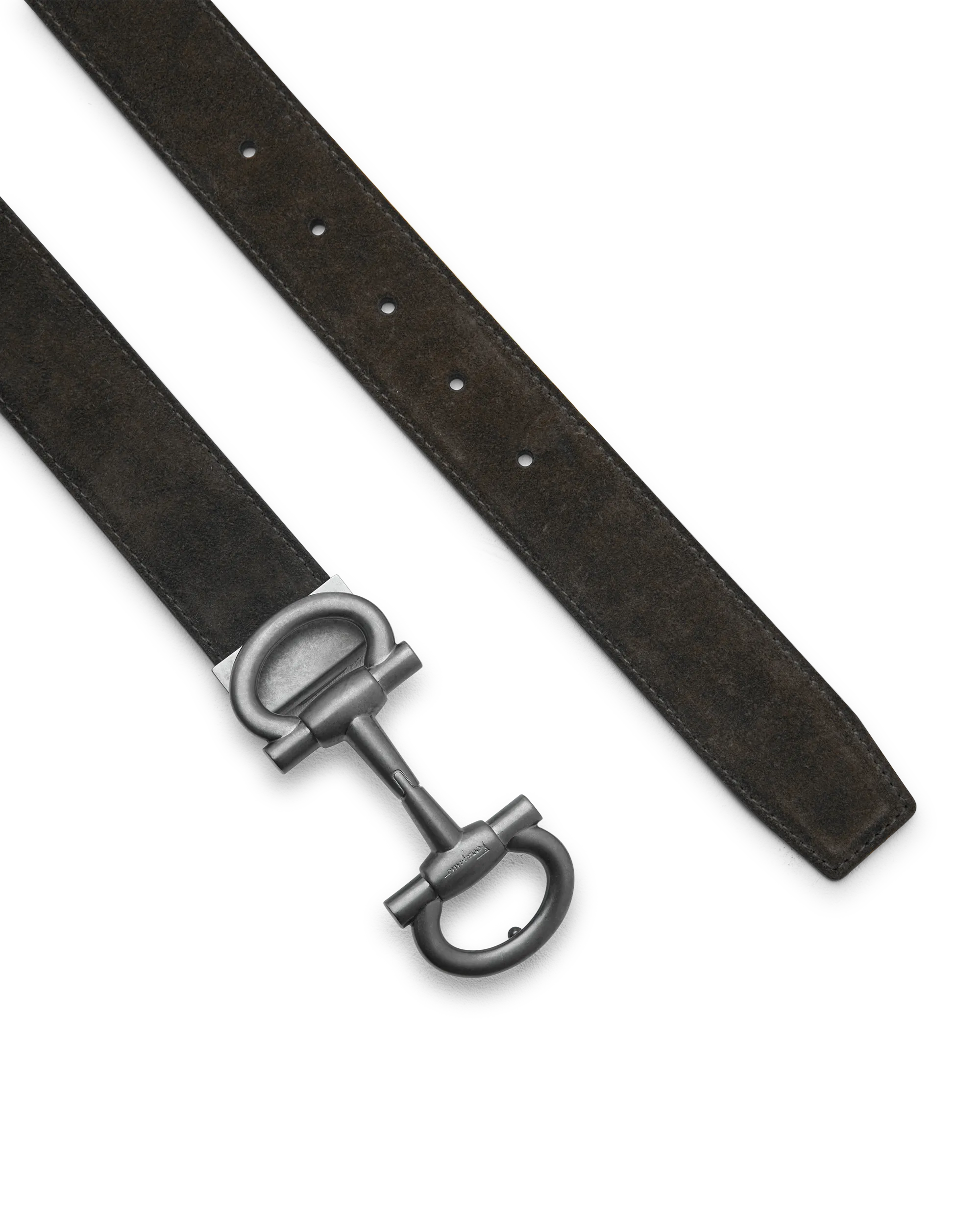 Double Gancini Suede Belt - DIHSAN