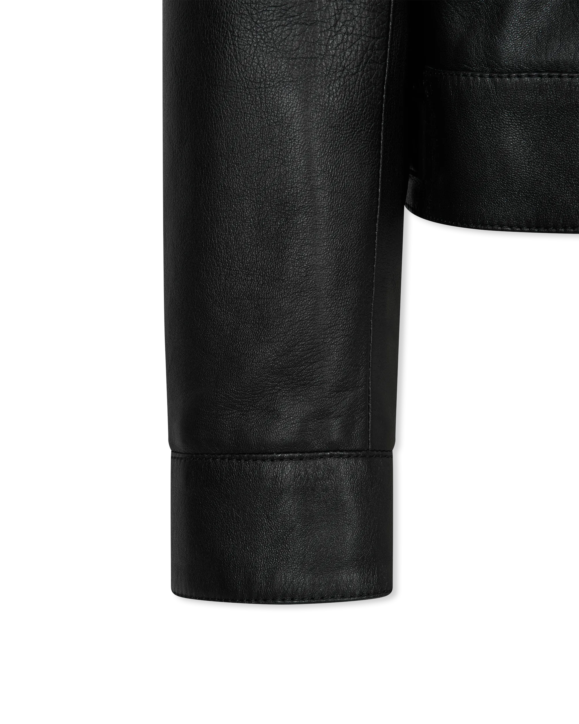 Leather Moto Jacket With Woven Chain Detail - DIHSAN