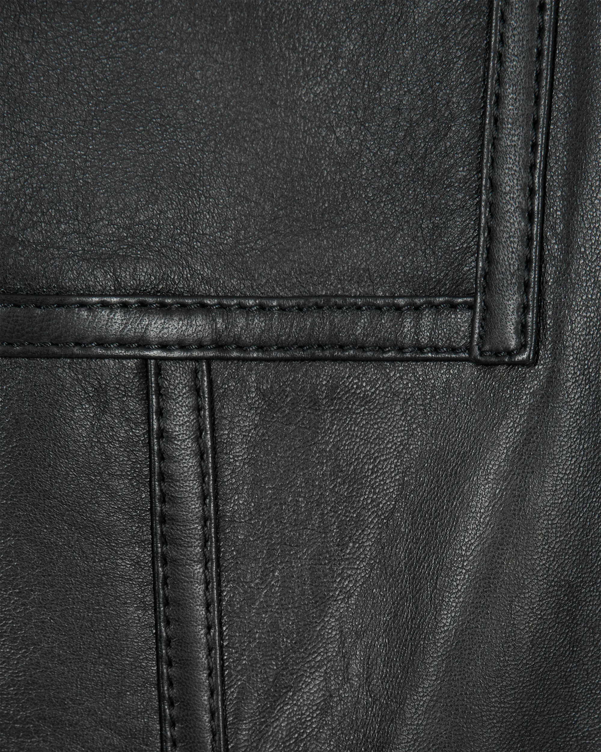 Leather Moto Jacket With Woven Chain Detail - DIHSAN