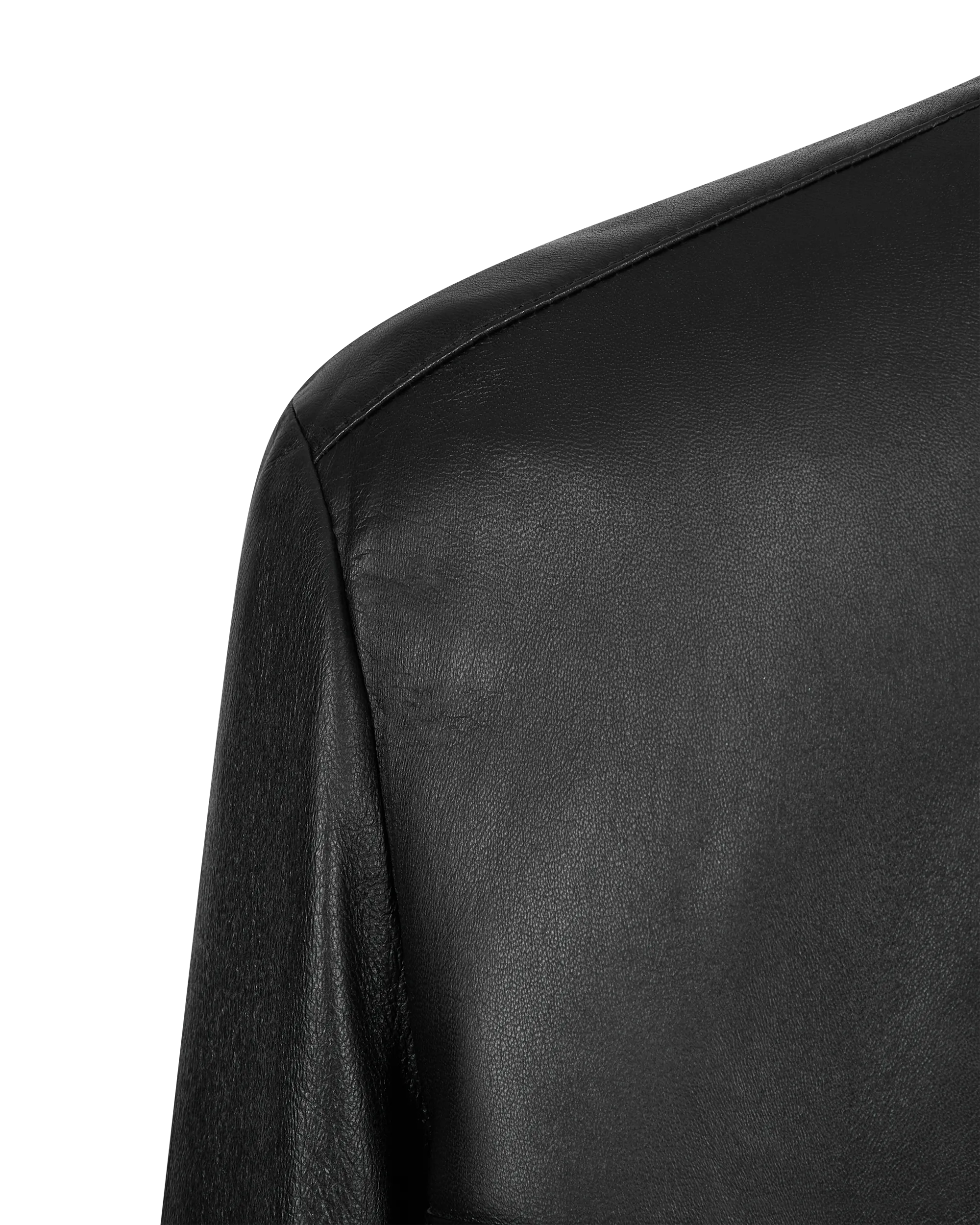 Leather Moto Jacket With Woven Chain Detail - DIHSAN