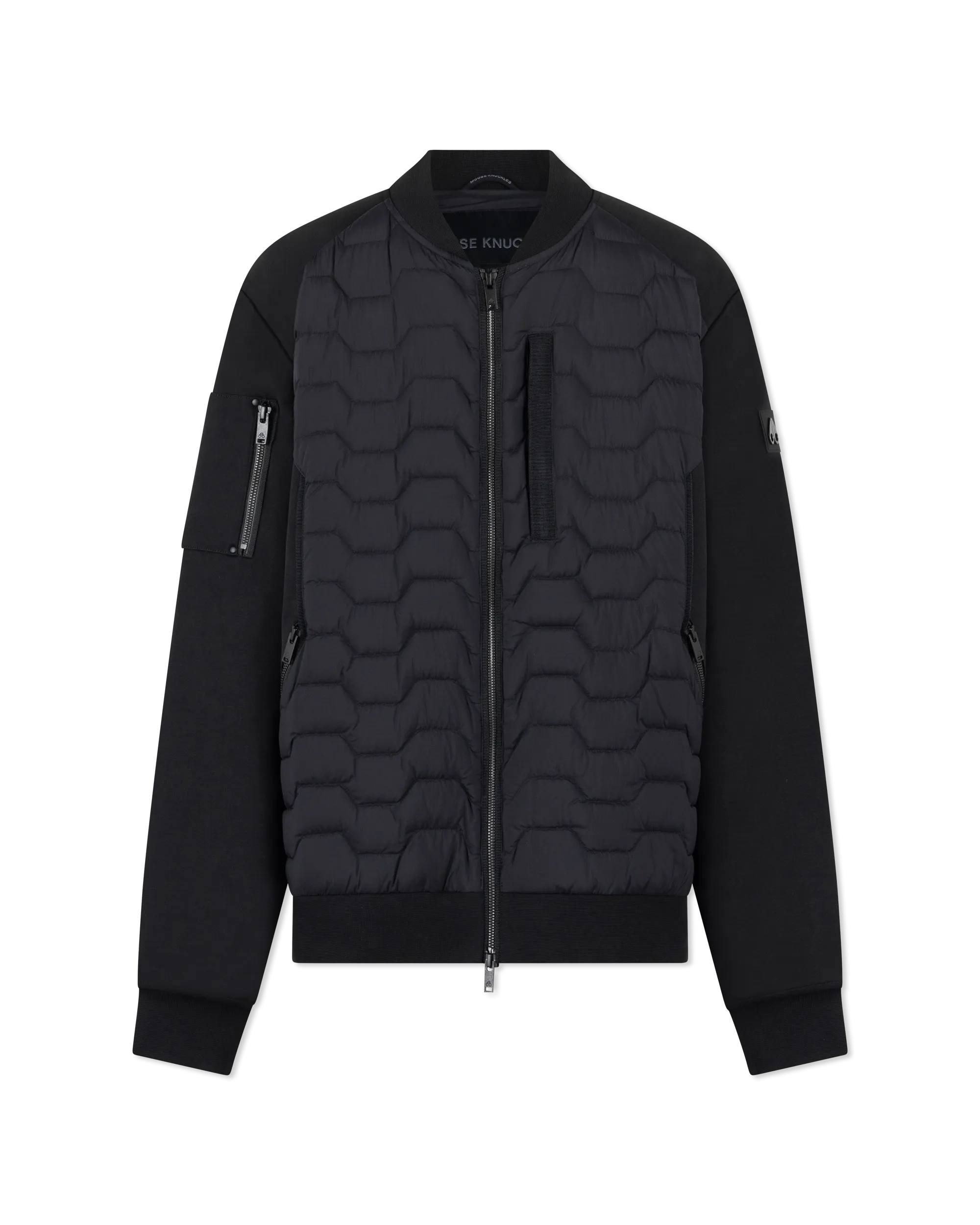 Moose Knuckles Granite Down Hybrid Bomber Jacket