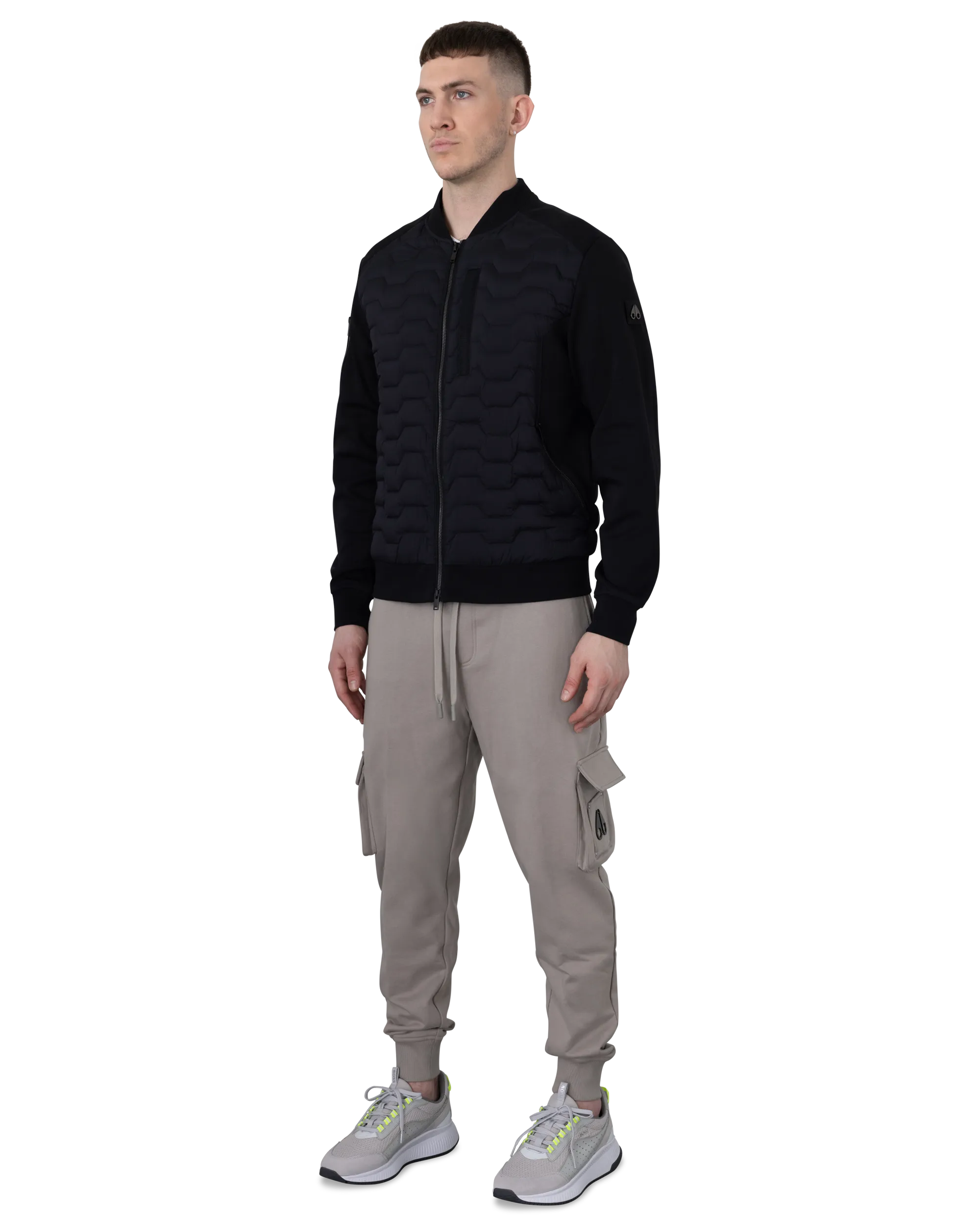 Moose Knuckles Granite Down Hybrid Bomber Jacket