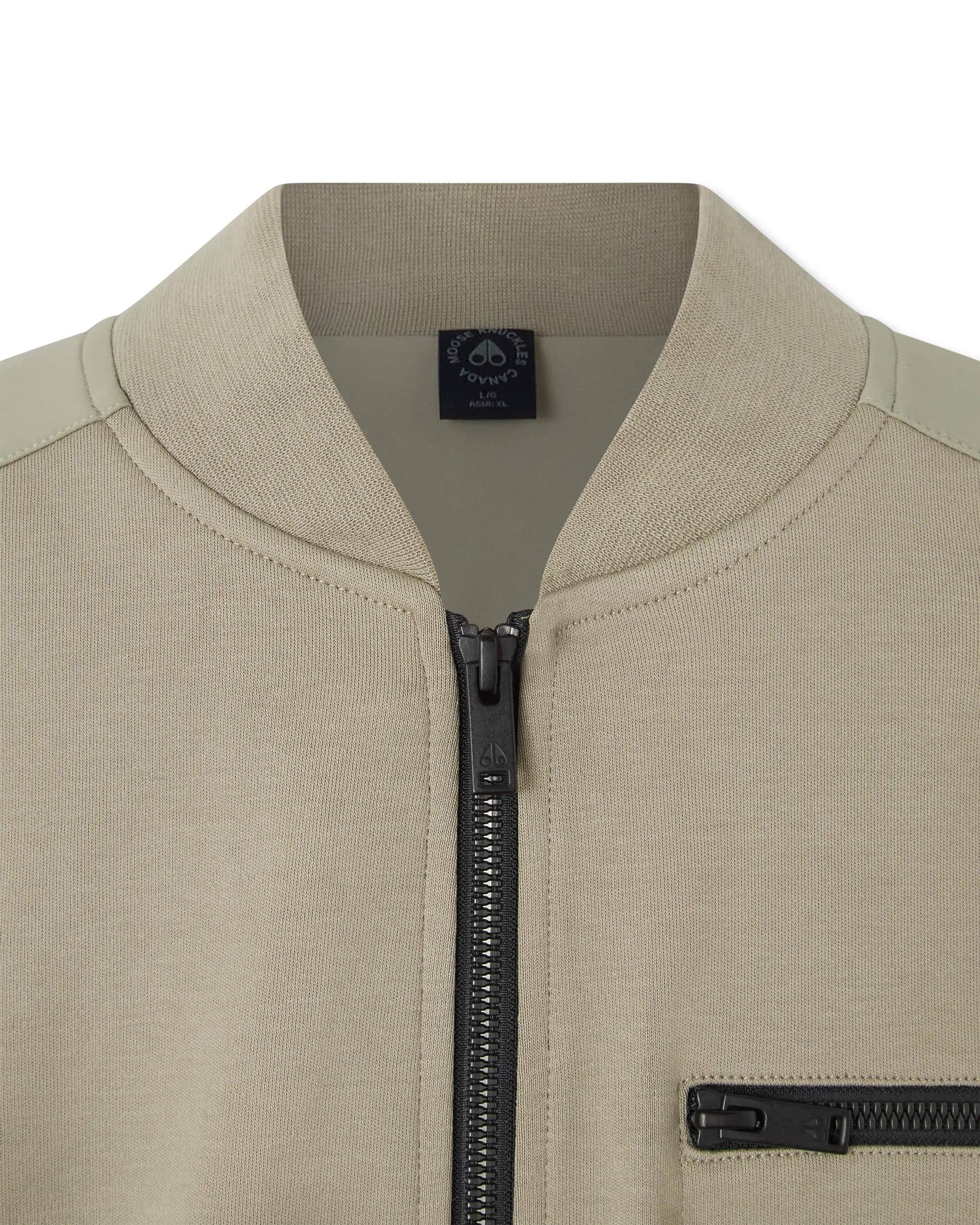 Sage Cotton Moose Knuckles Perido Bomber Jacket by Moose Knuckles | DIHSAN