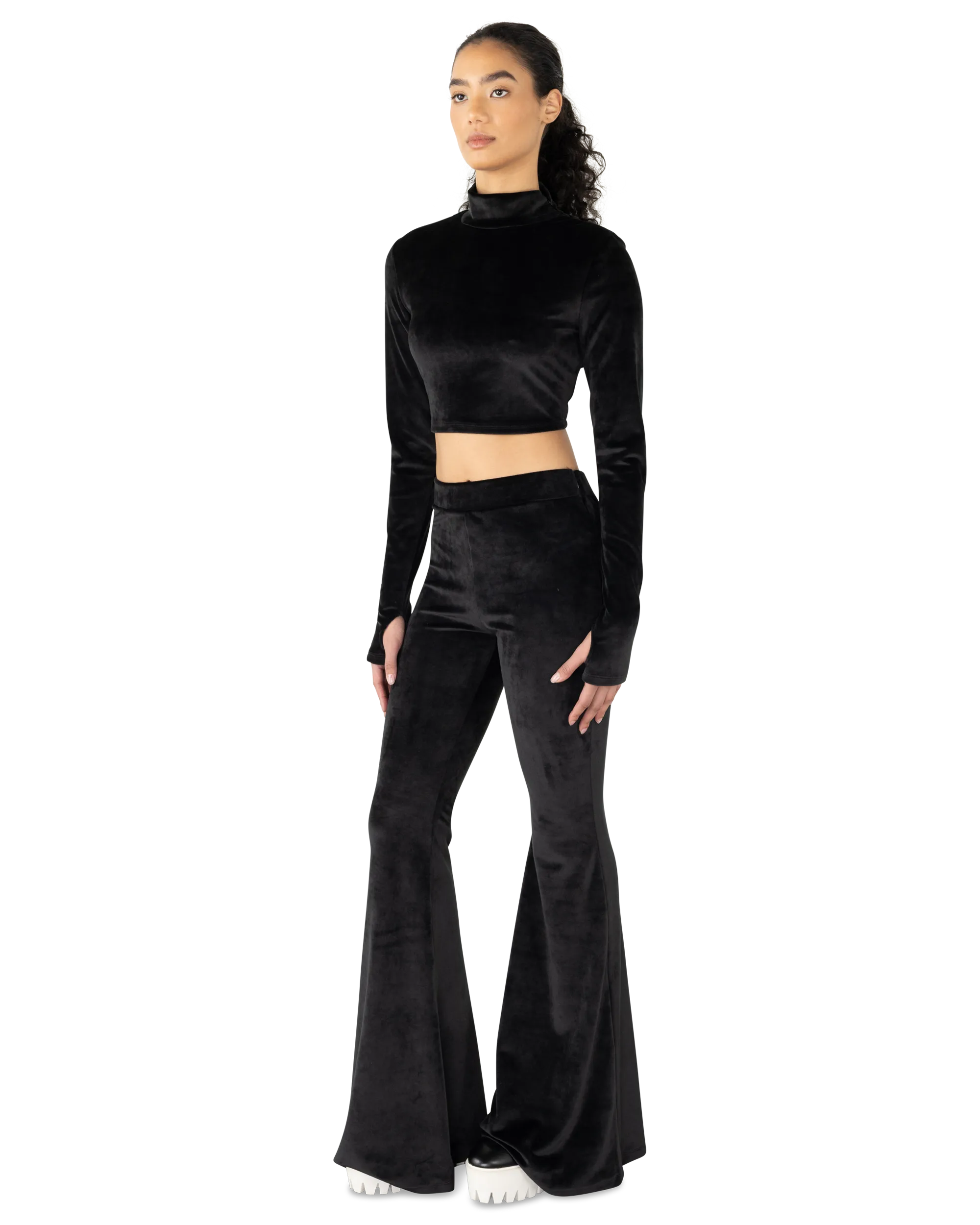 Velvet Choker Flare Trousers