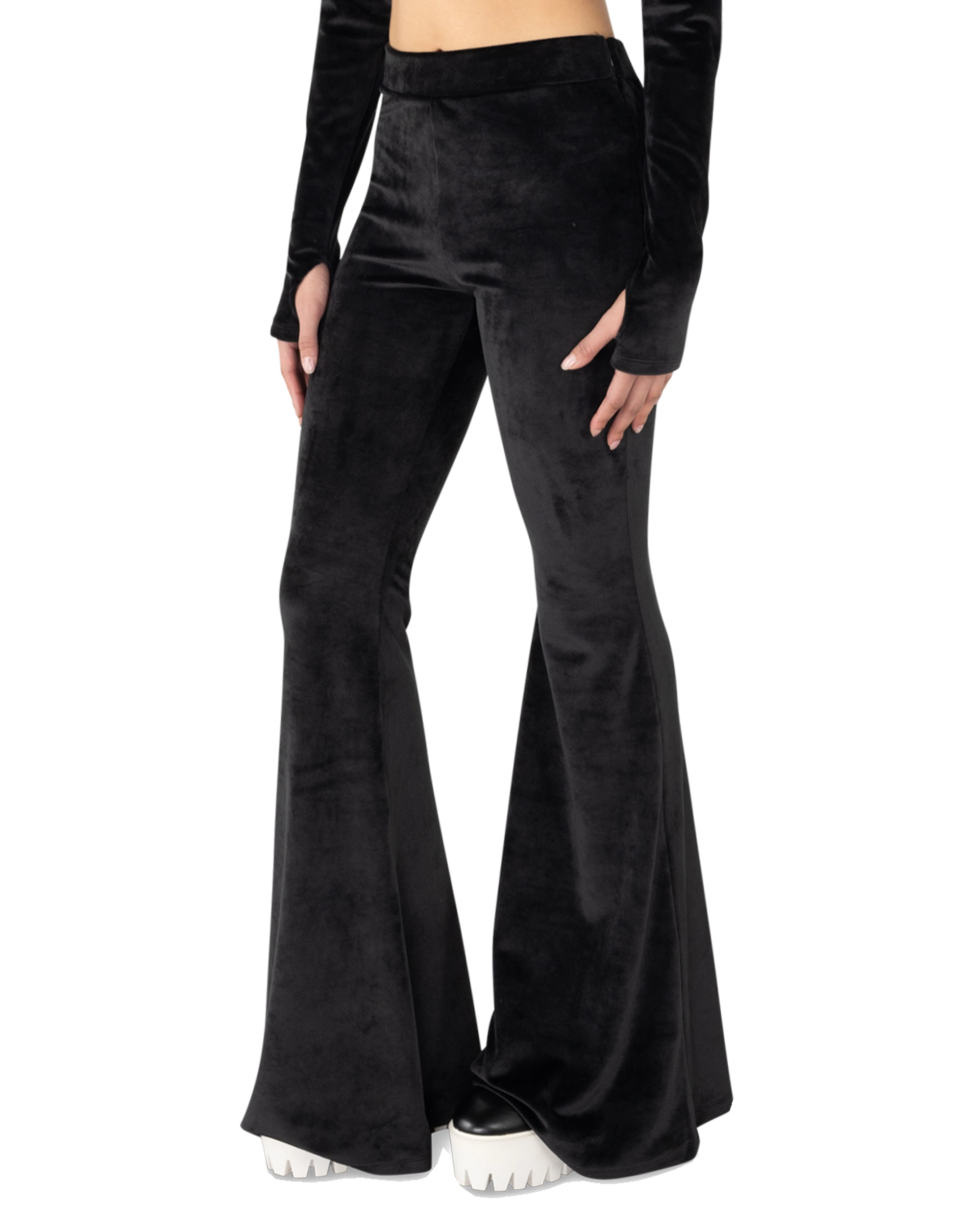 Velvet Choker Flare Trousers