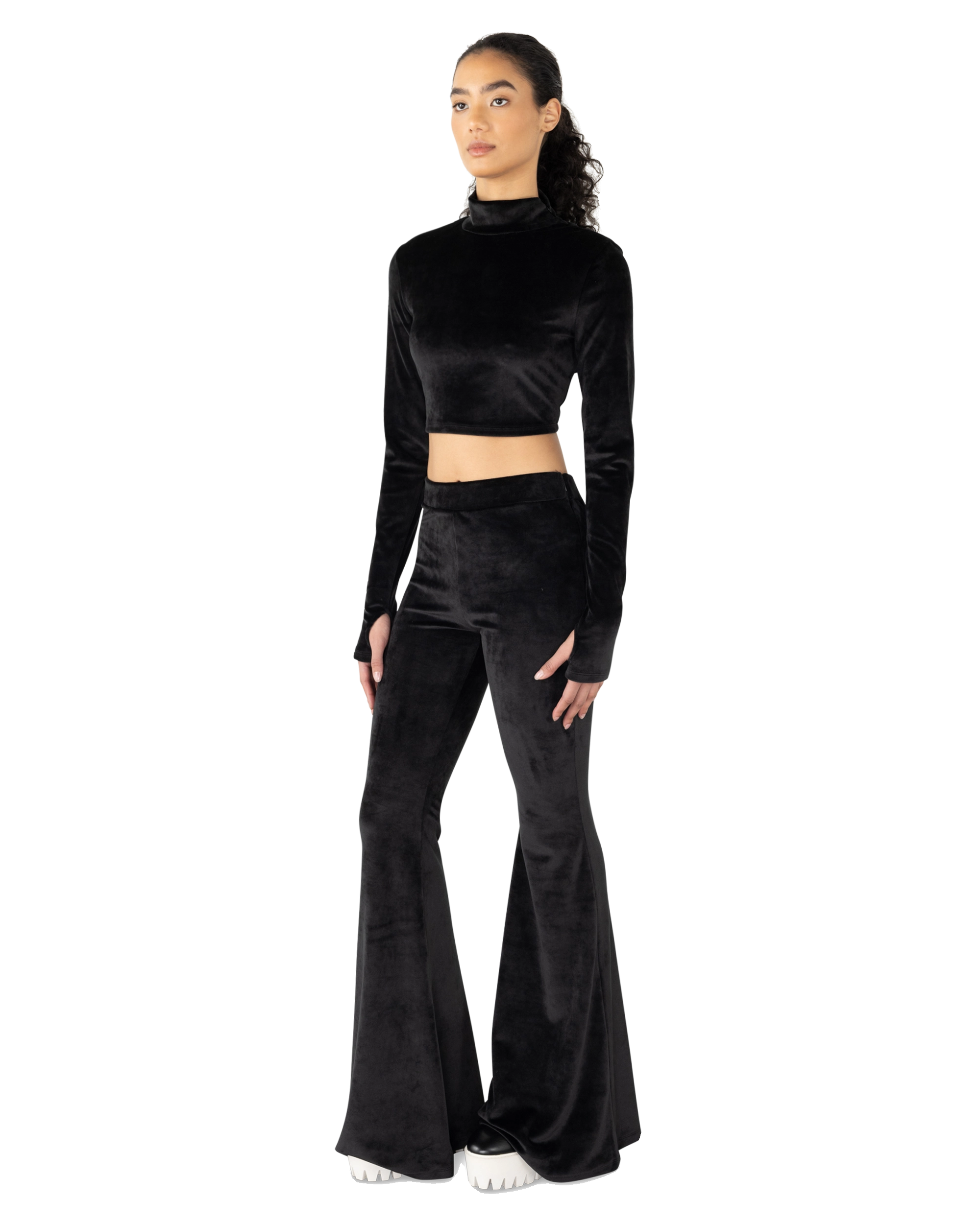 Velvet Choker Flare Trousers
