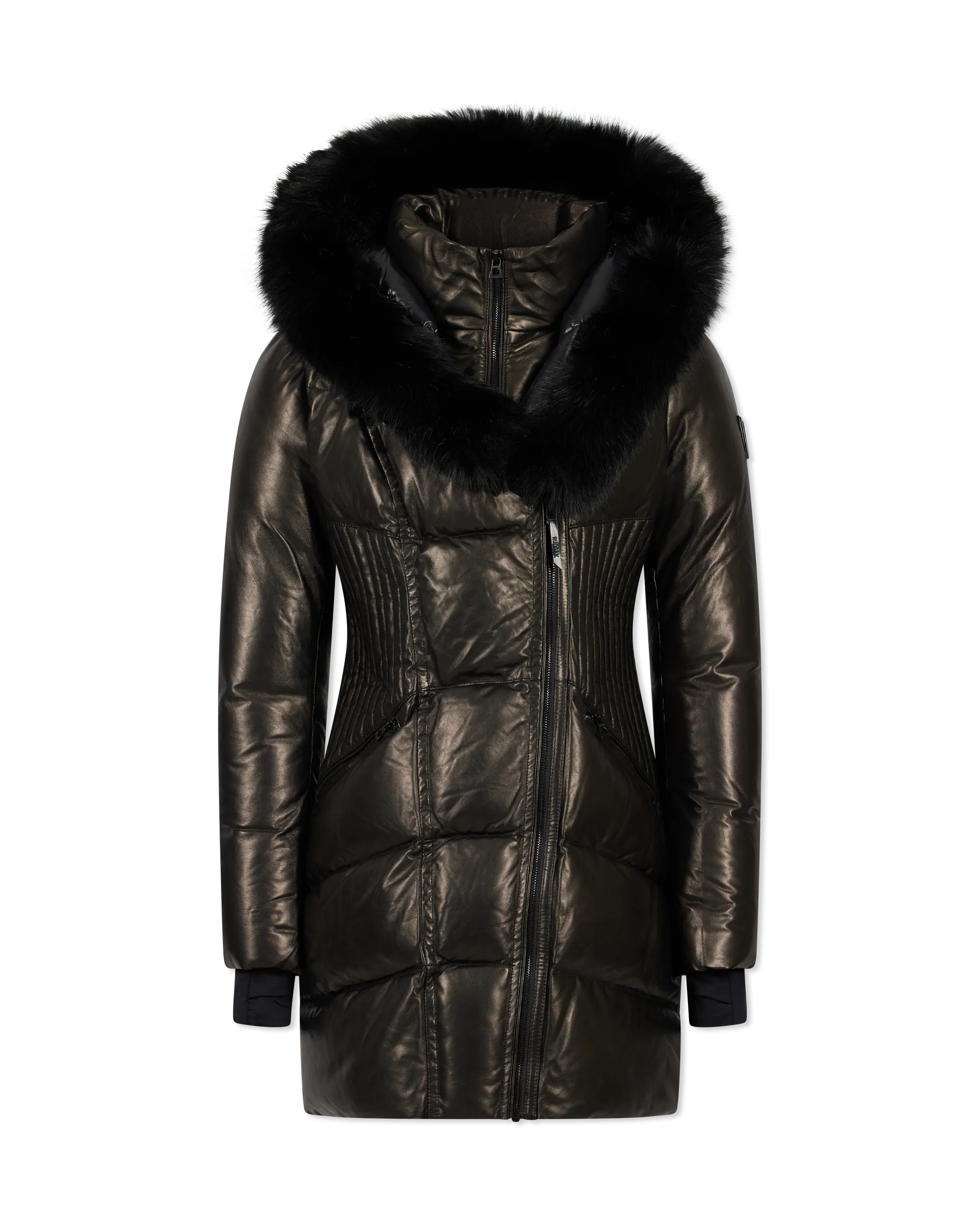 Shauna X Leather & Fur Down Puffer - DIHSAN