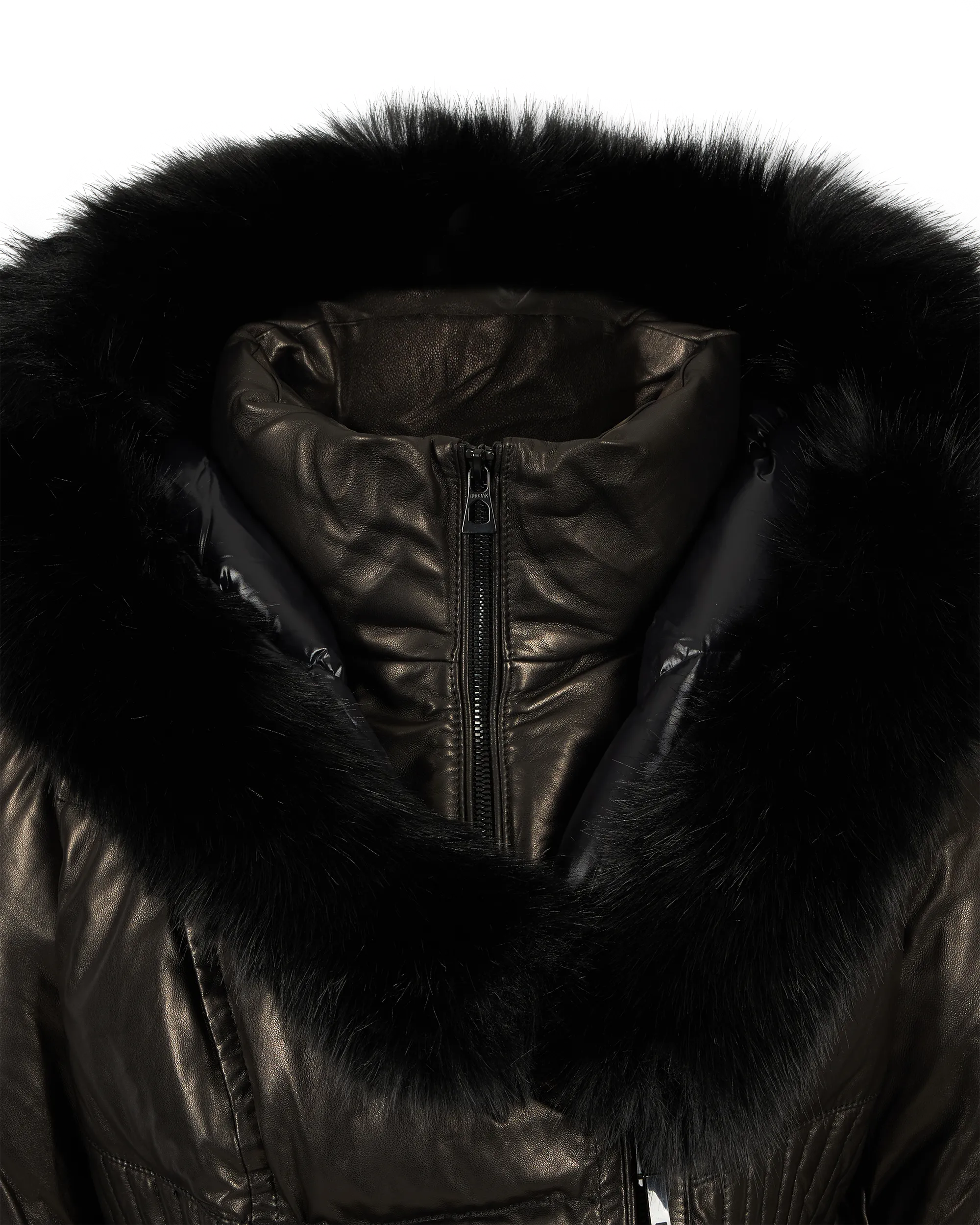 Shauna X Leather & Fur Down Puffer - DIHSAN