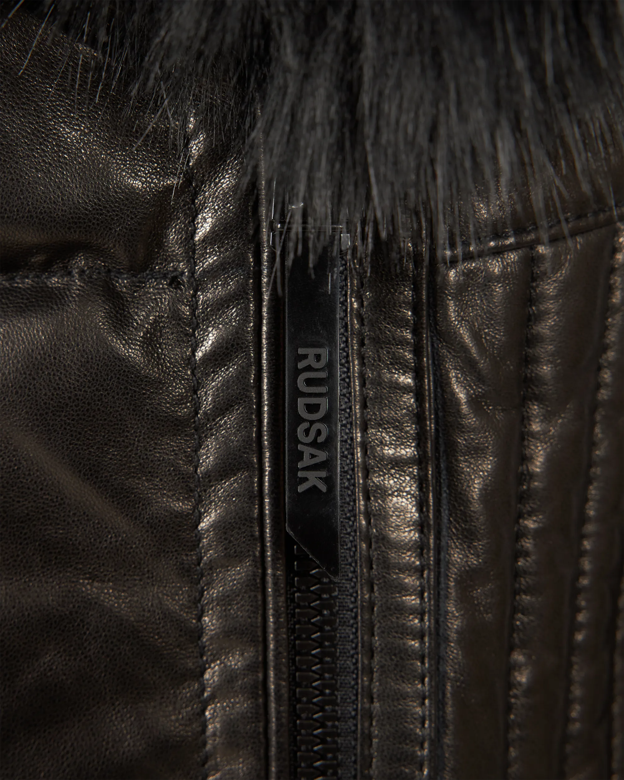 Shauna X Leather & Fur Down Puffer - DIHSAN
