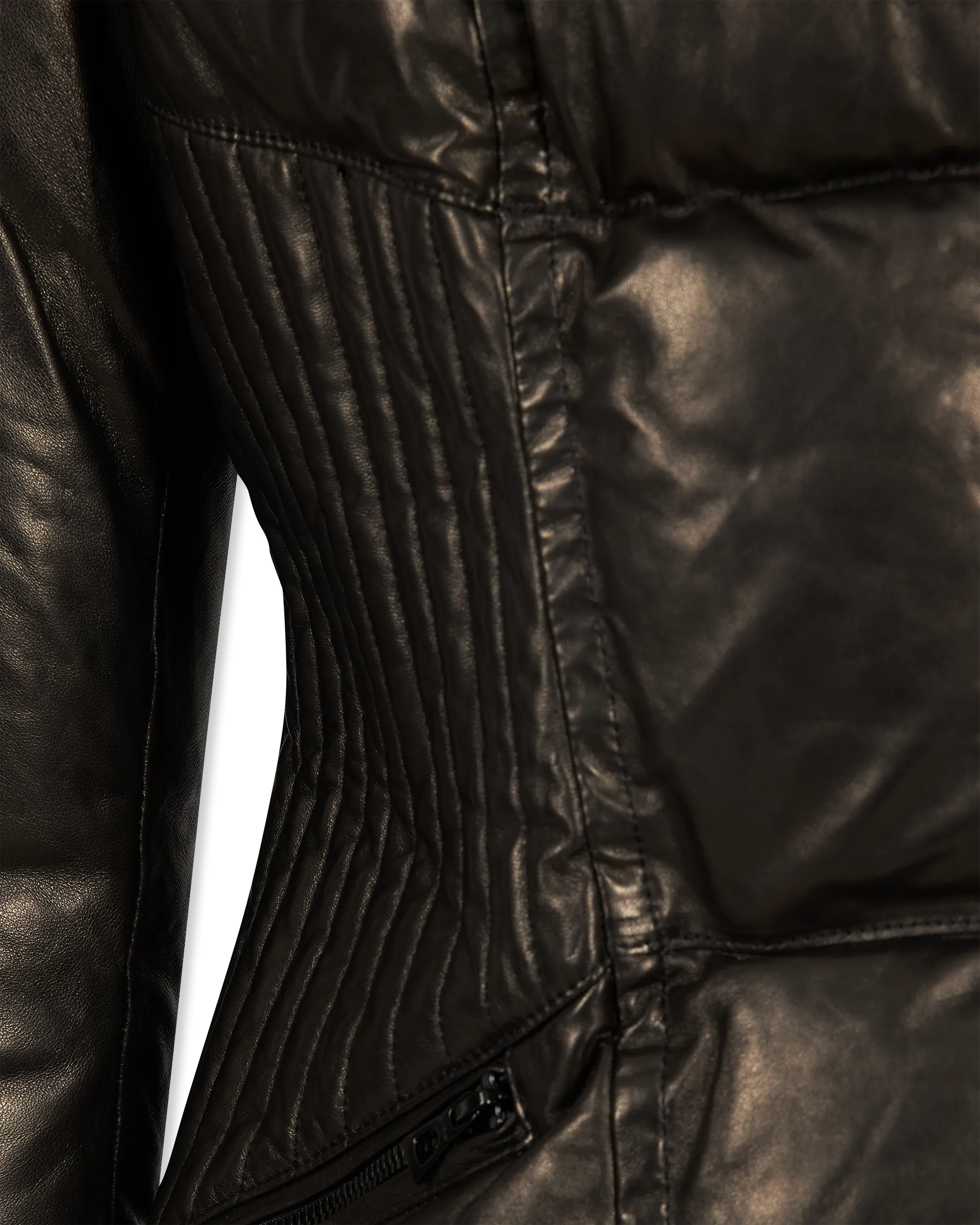Shauna X Leather & Fur Down Puffer - DIHSAN