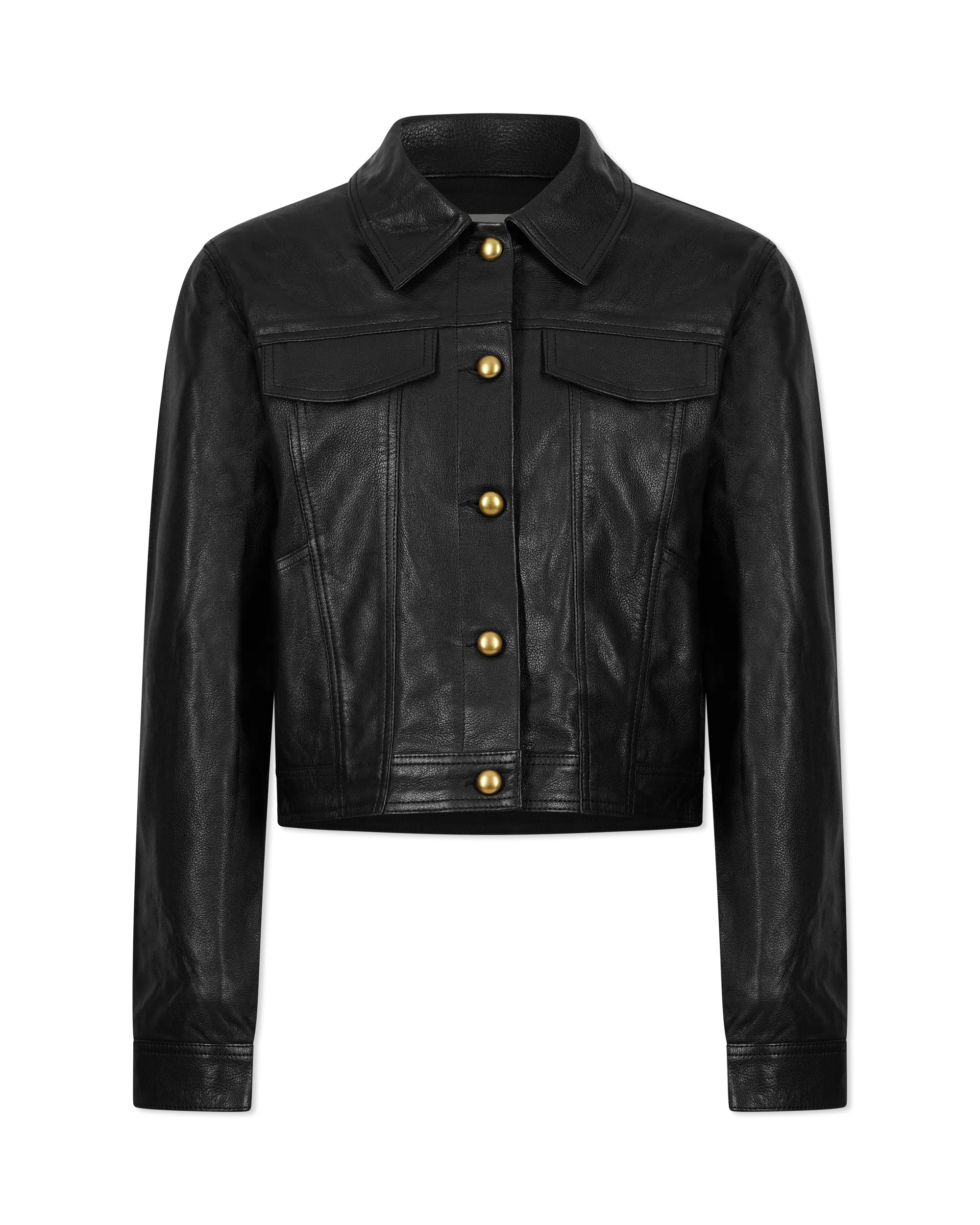 Vika Cropped Leather Jacket - DIHSAN