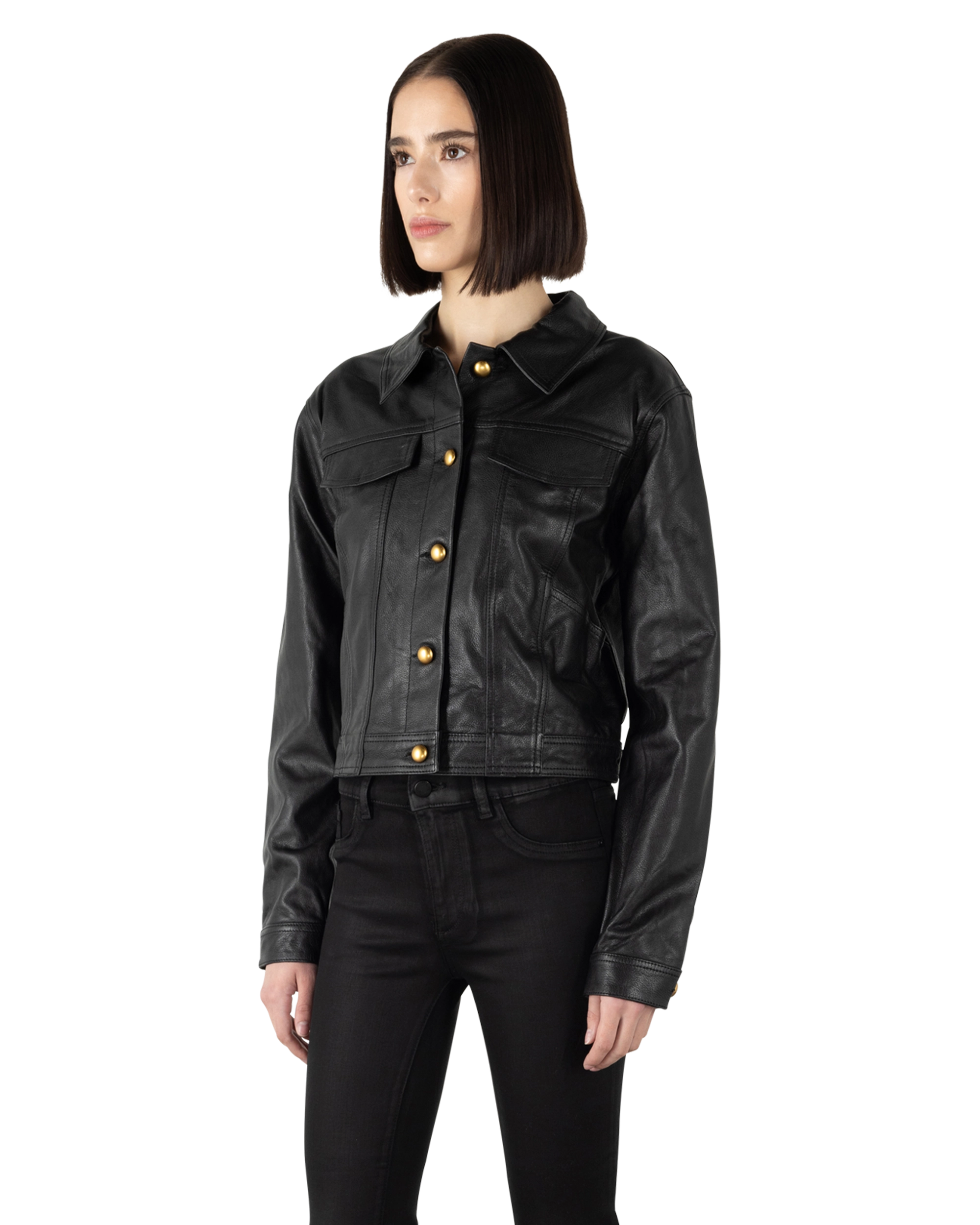 DL1961 Vika Cropped Leather Jacket