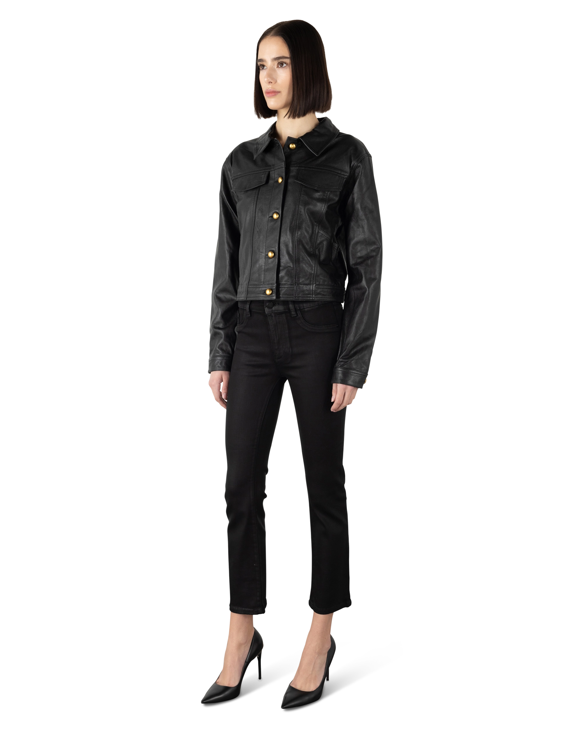 DL1961 Vika Cropped Leather Jacket