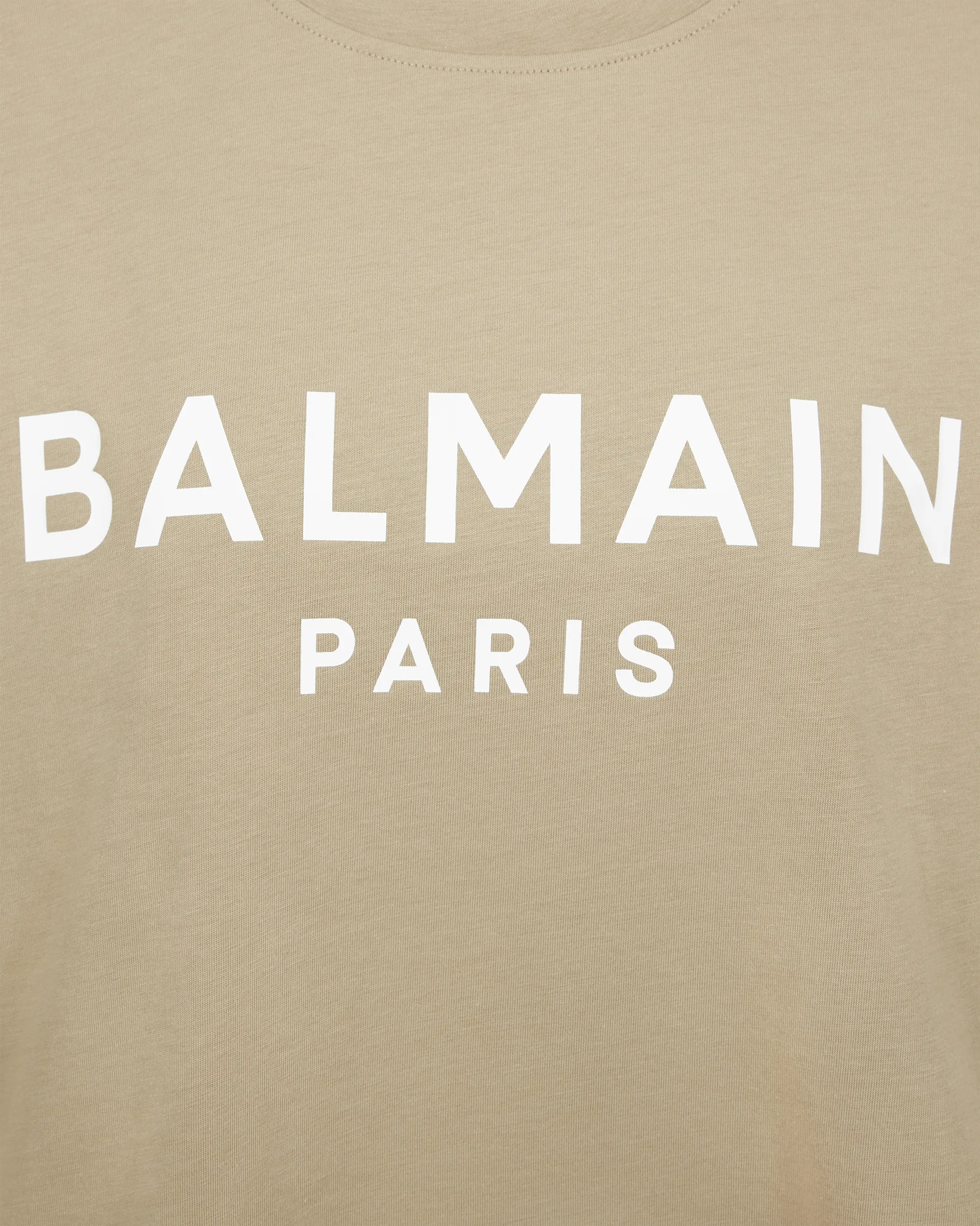 Beige Cotton Balmain Paris Print Cropped T-Shirt by Balmain | DIHSAN