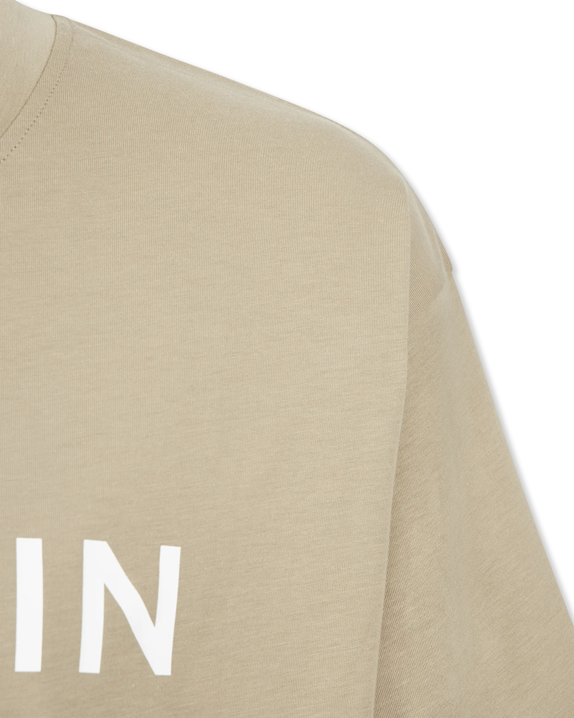 Beige Cotton Balmain Paris Print Cropped T-Shirt by Balmain | DIHSAN