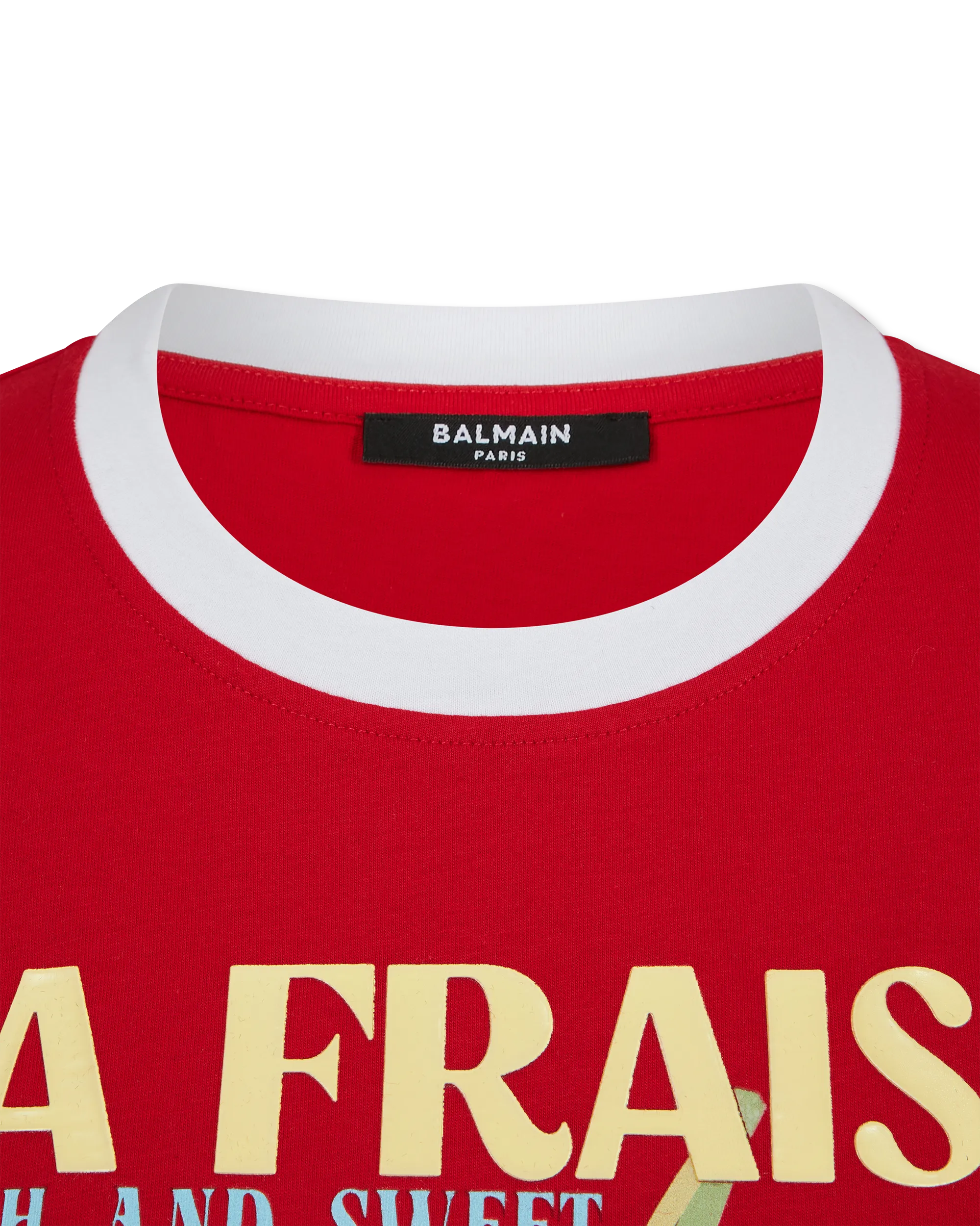 Cropped T-Shirt With Balmain Strawberry Print - DIHSAN