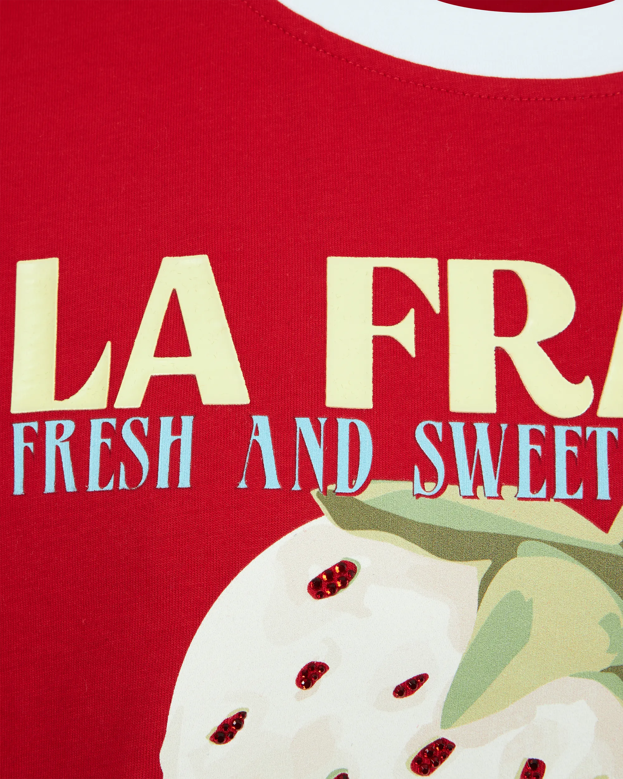 Cropped T-Shirt With Balmain Strawberry Print - DIHSAN