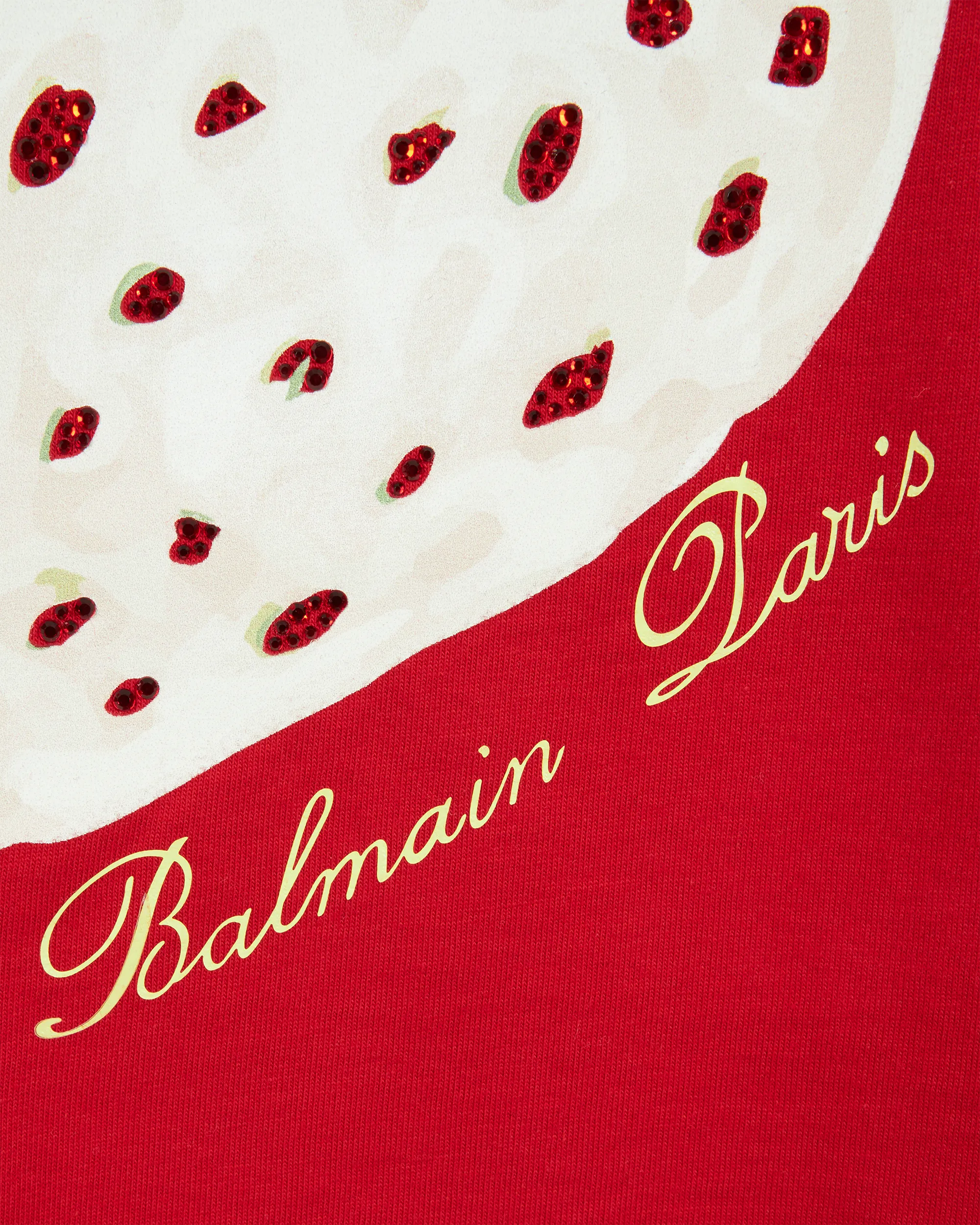 Cropped T-Shirt With Balmain Strawberry Print - DIHSAN