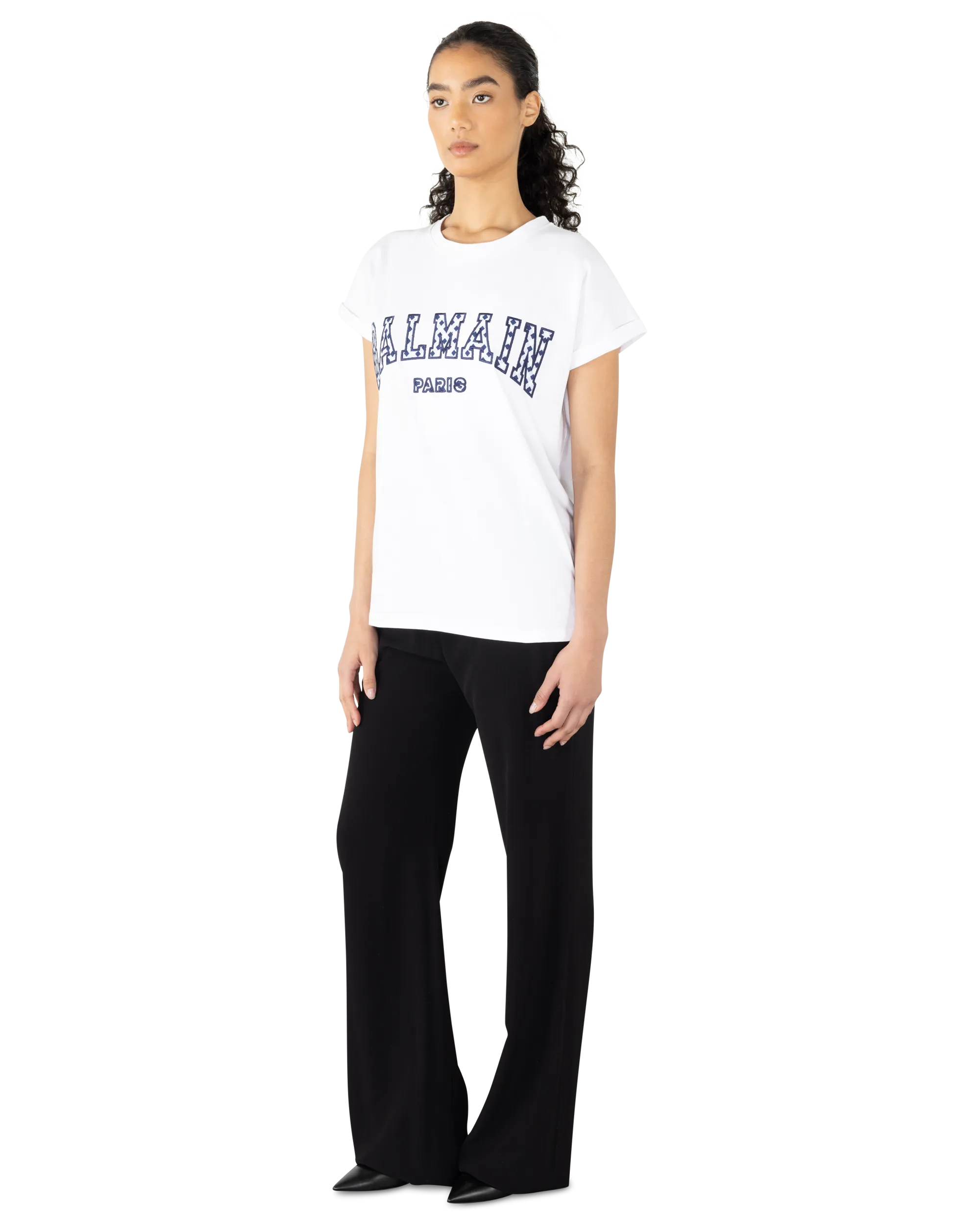 Gingham Lettering Balmain Paris T-Shirt