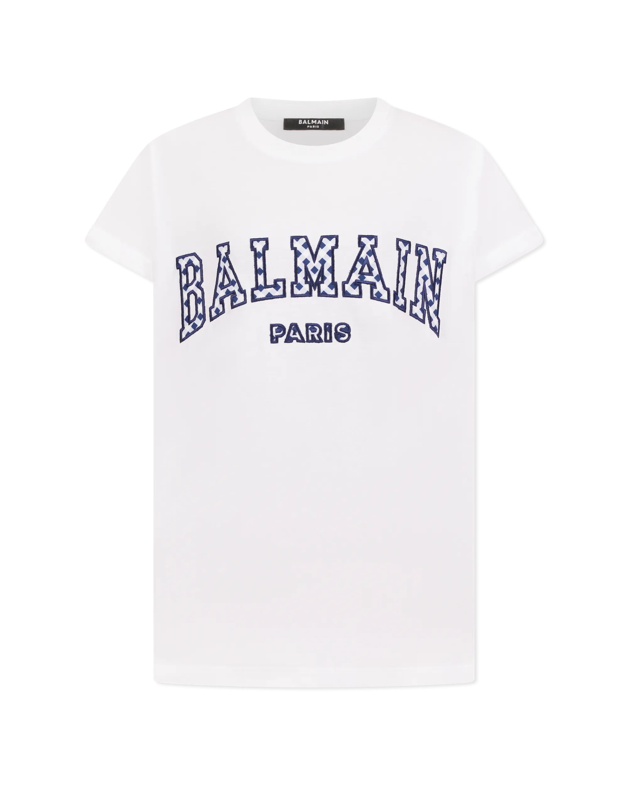 Gingham Lettering Balmain Paris T-Shirt - DIHSAN