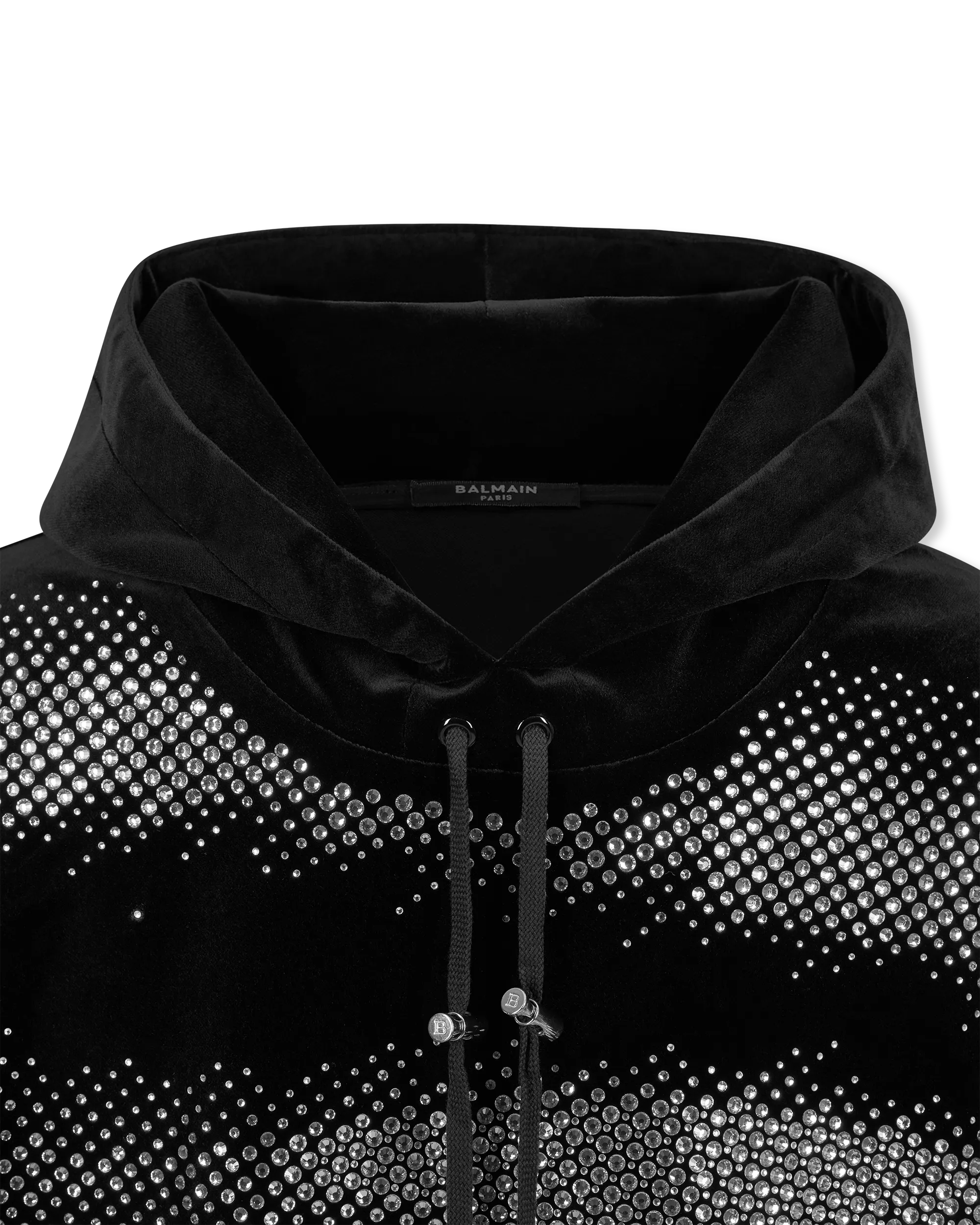 Velvet & Rhinestone Eye Hoodie - DIHSAN