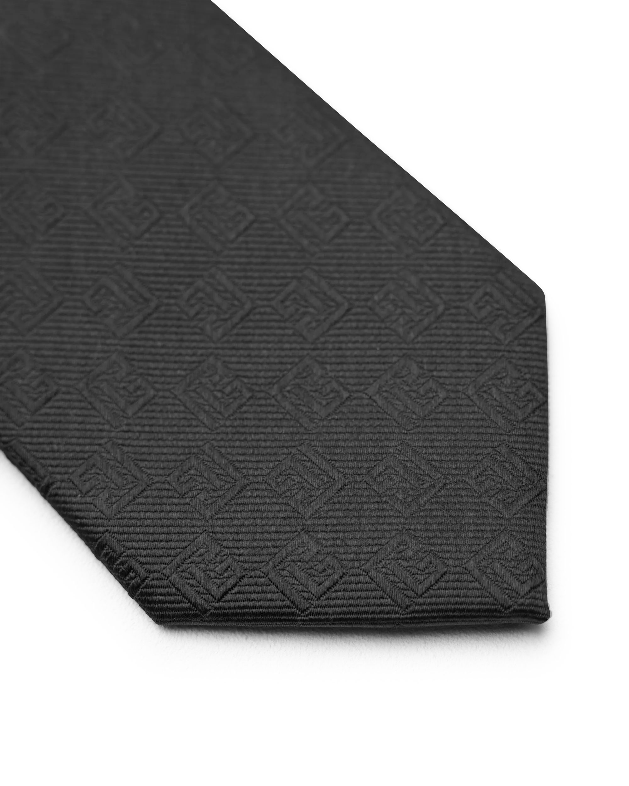 Black Silk PB Labyrinth Monogram Slim Silk Tie by Balmain | DIHSAN
