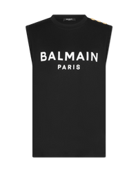 3 Button Balmain Paris Printed Tank Top