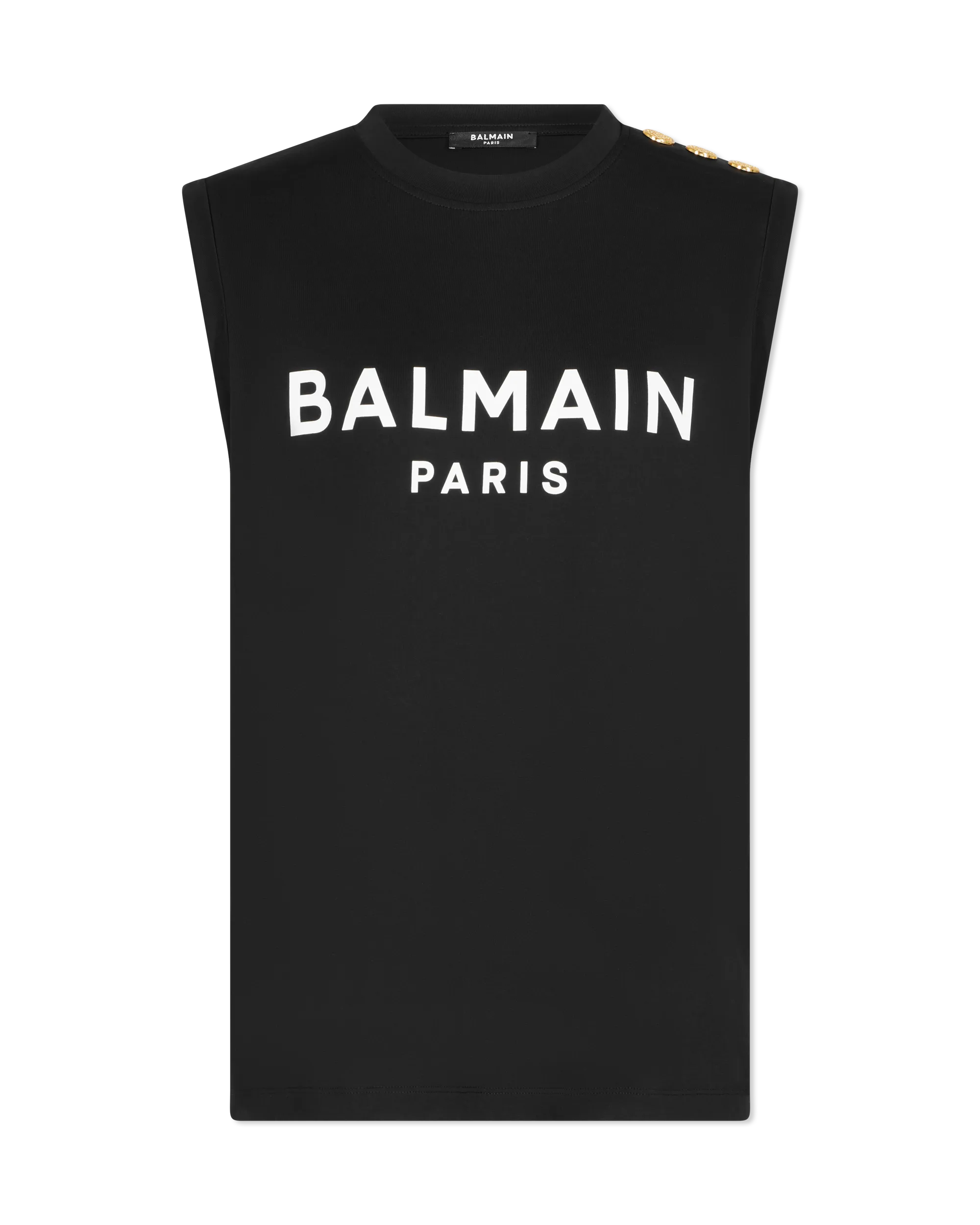 3 Button Balmain Paris Printed Tank Top