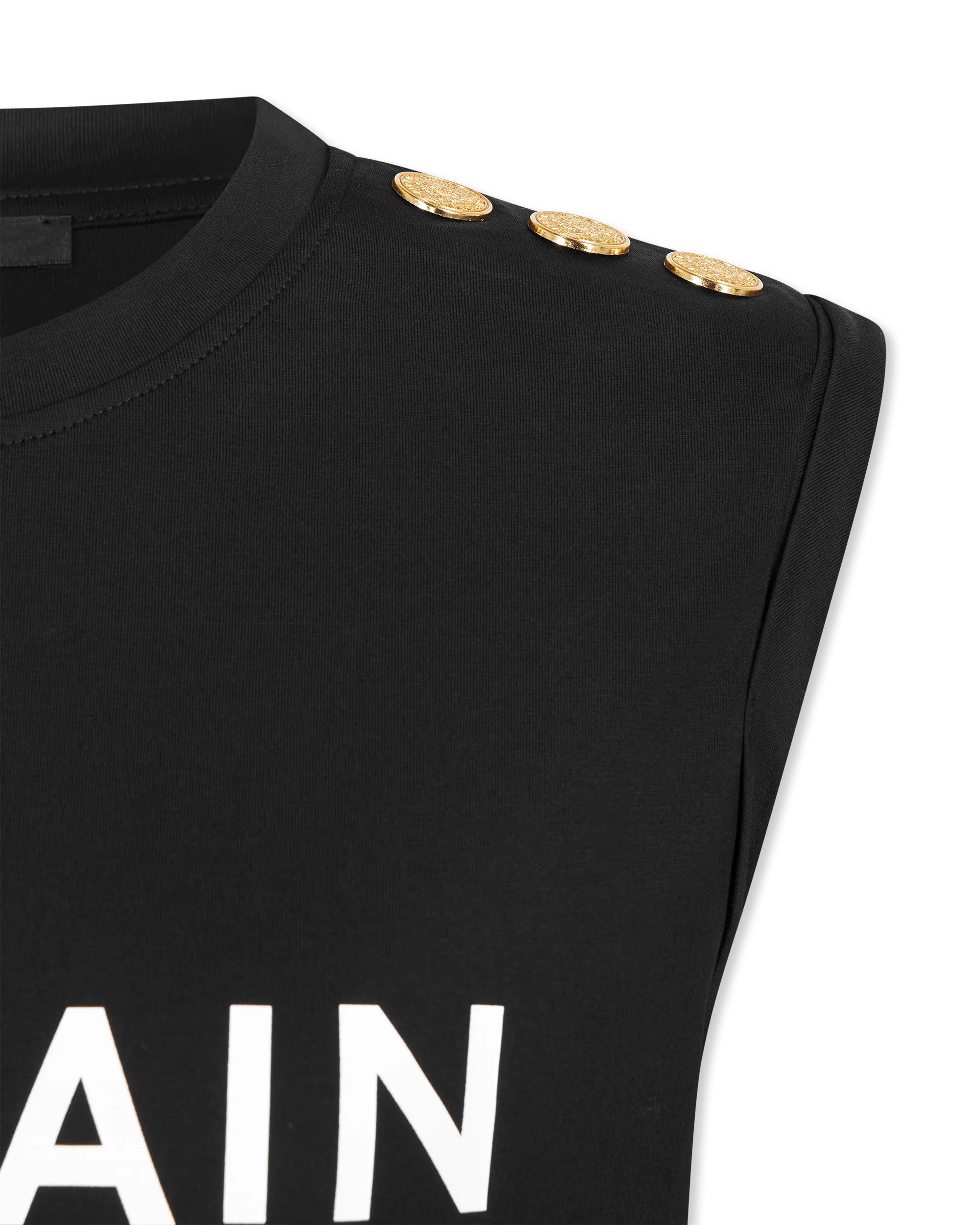 3 Button Balmain Paris Printed Tank Top