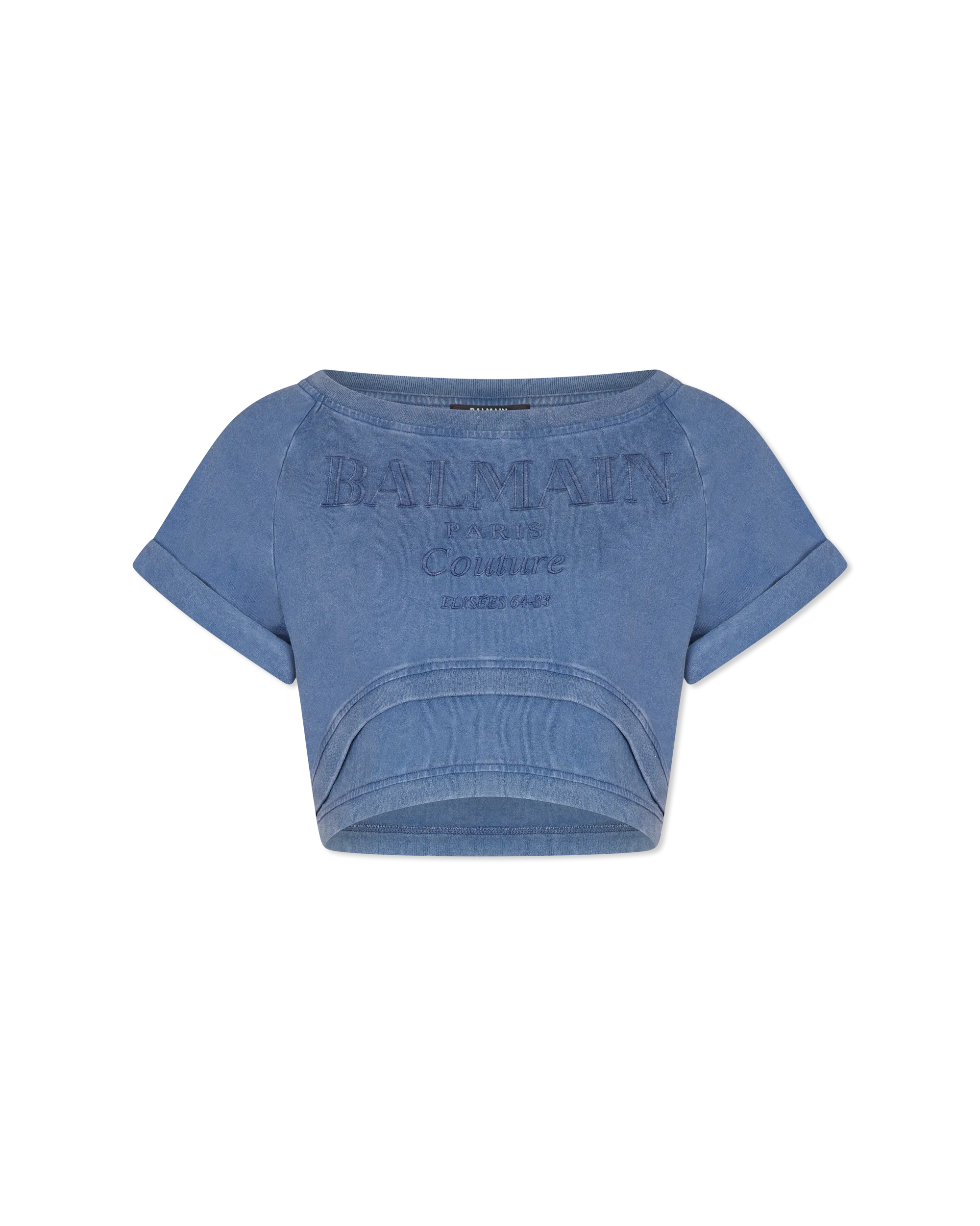 Cropped Balmain Couture Embroidered T-Shirt