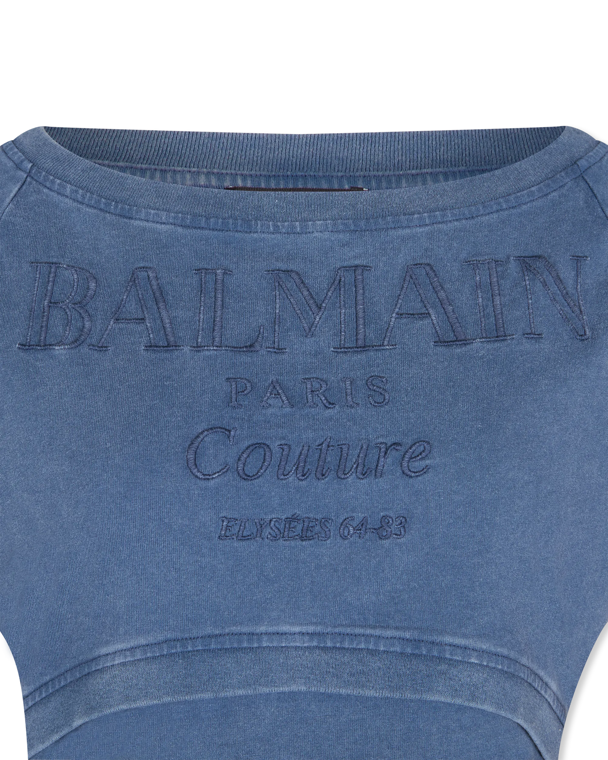 Cropped Balmain Couture Embroidered T-Shirt