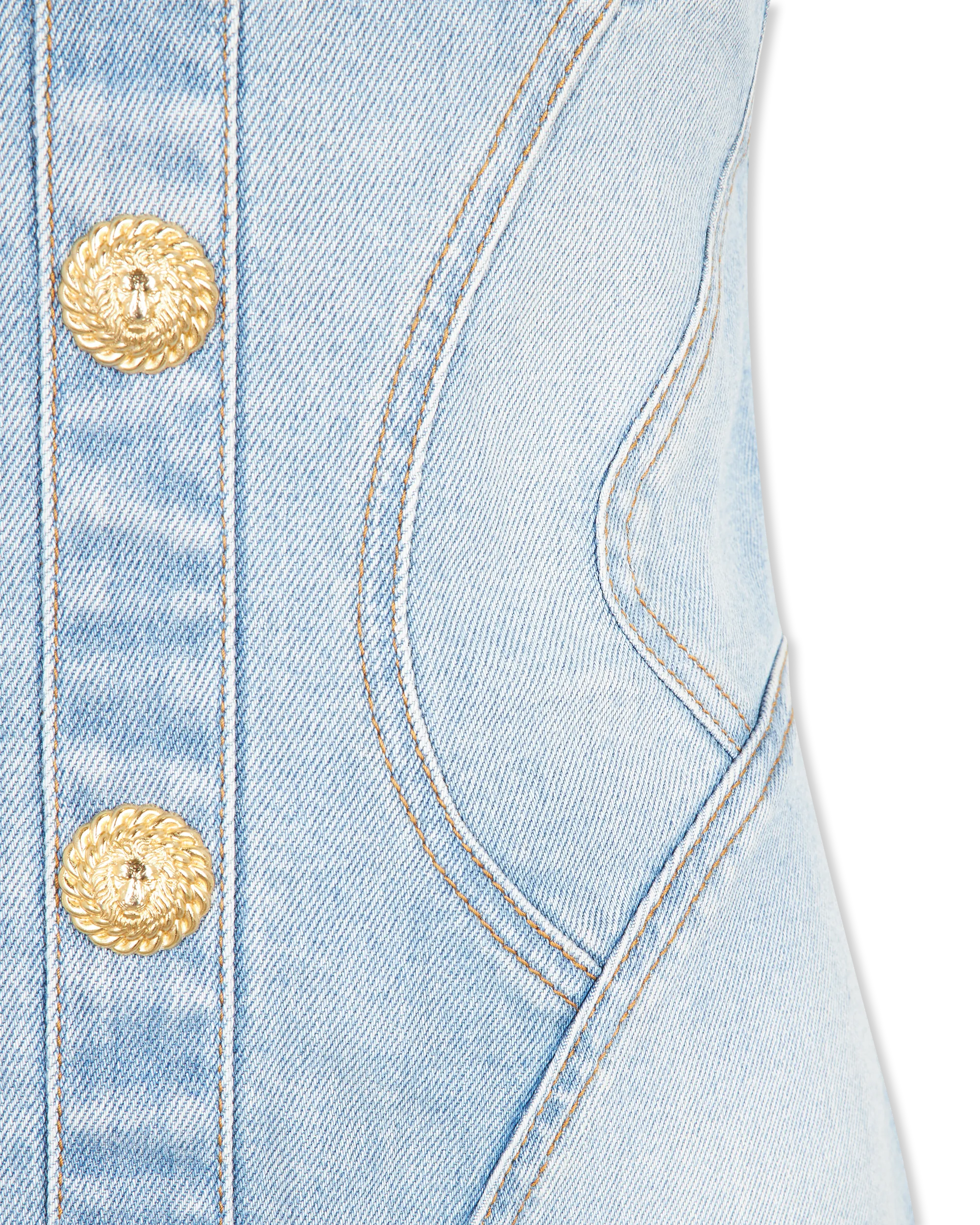 Button-Detailed Bustier Denim Dress