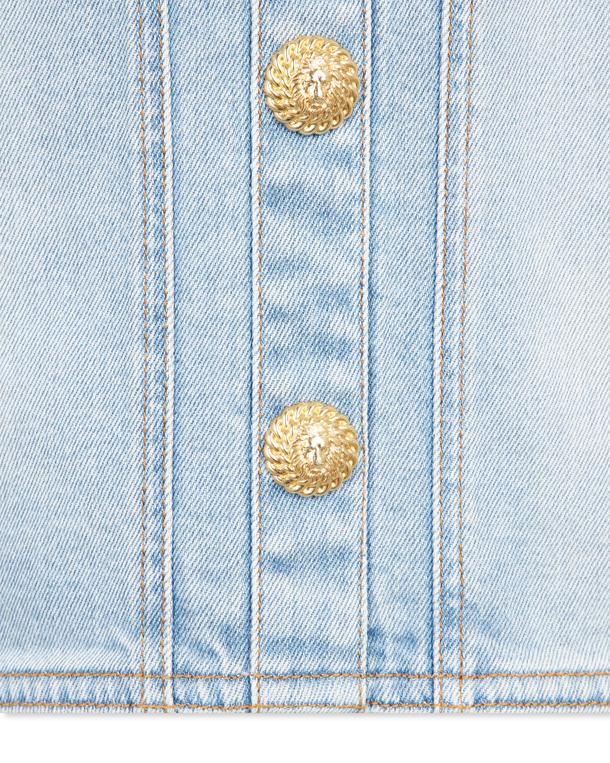 Button-Detailed Bustier Denim Dress