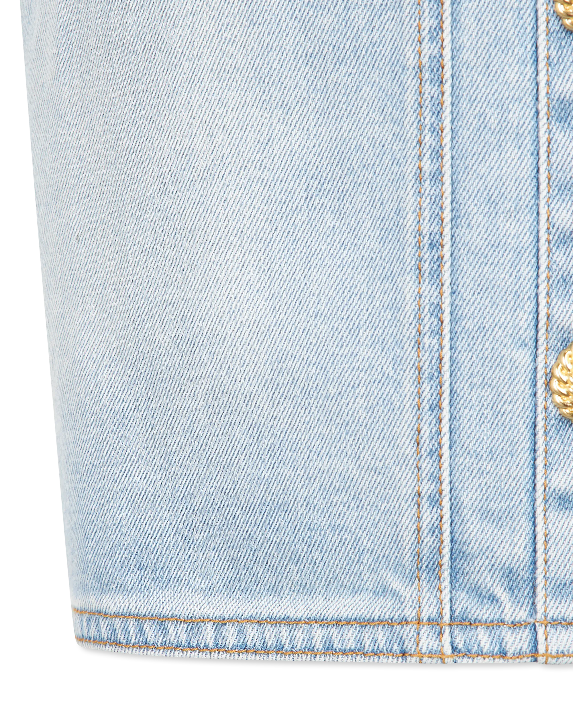 Button-Detailed Bustier Denim Dress