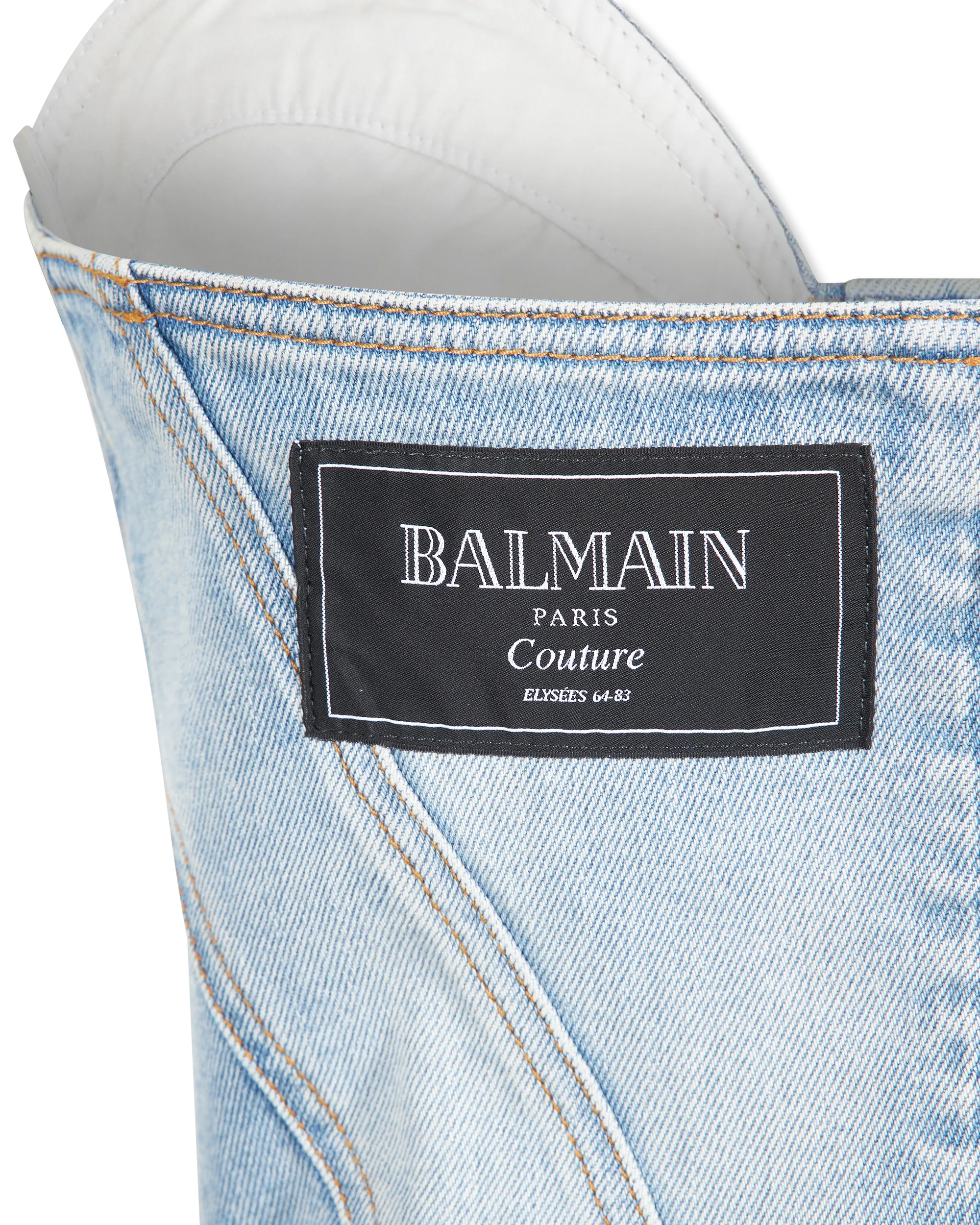 Button-Detailed Bustier Denim Dress