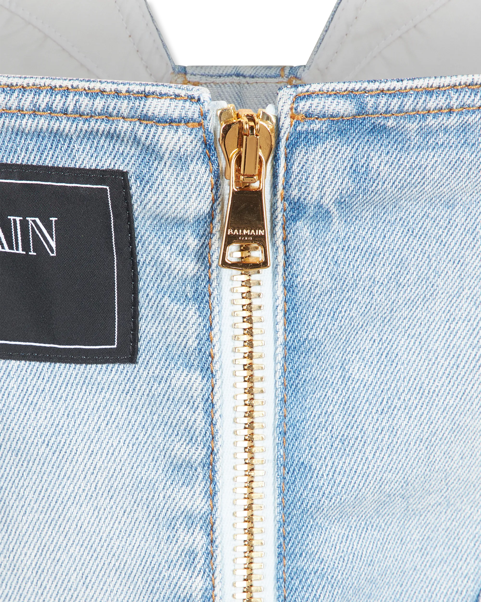 Button-Detailed Bustier Denim Dress