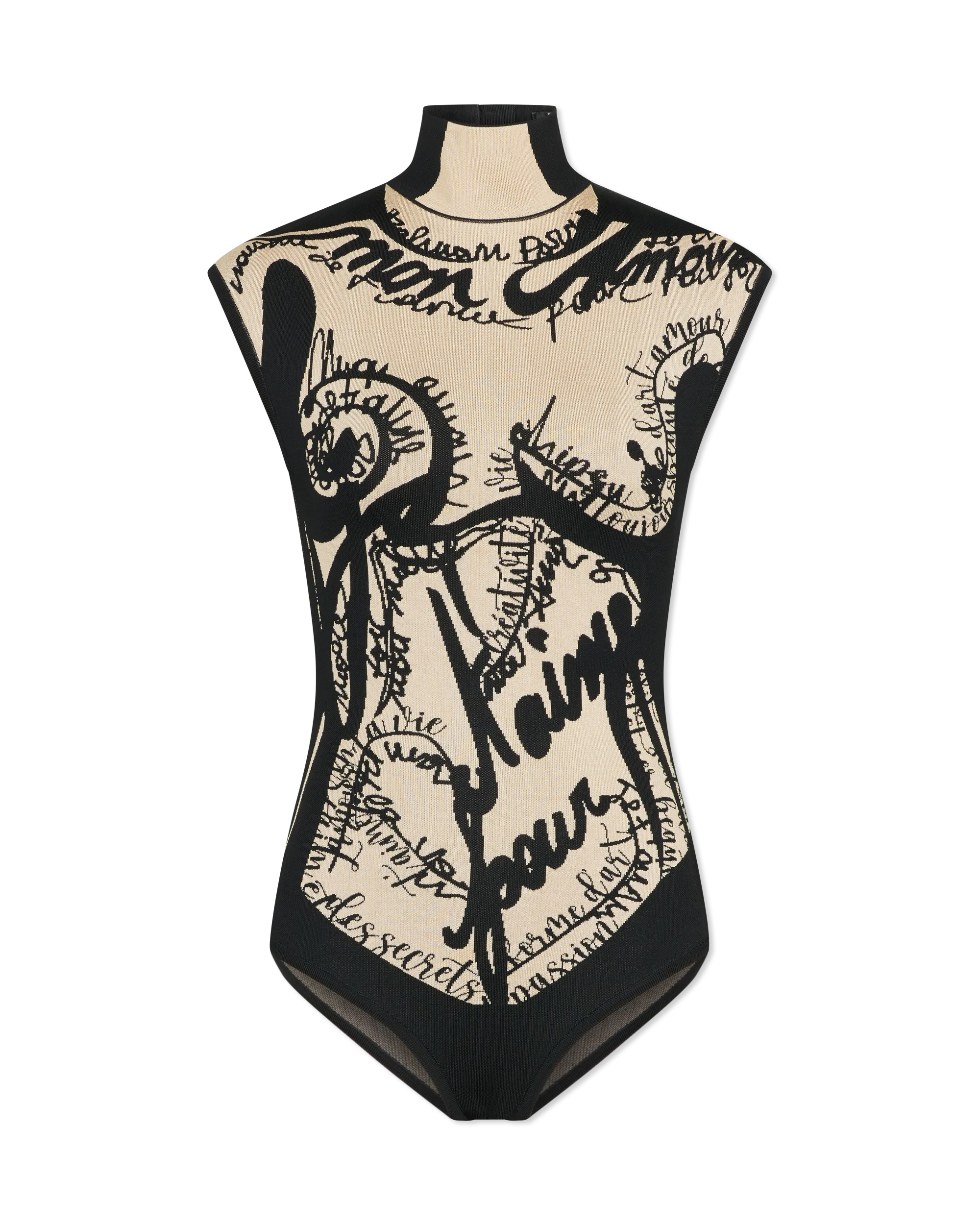 Torso Motif Jacquard Knit Bodysuit