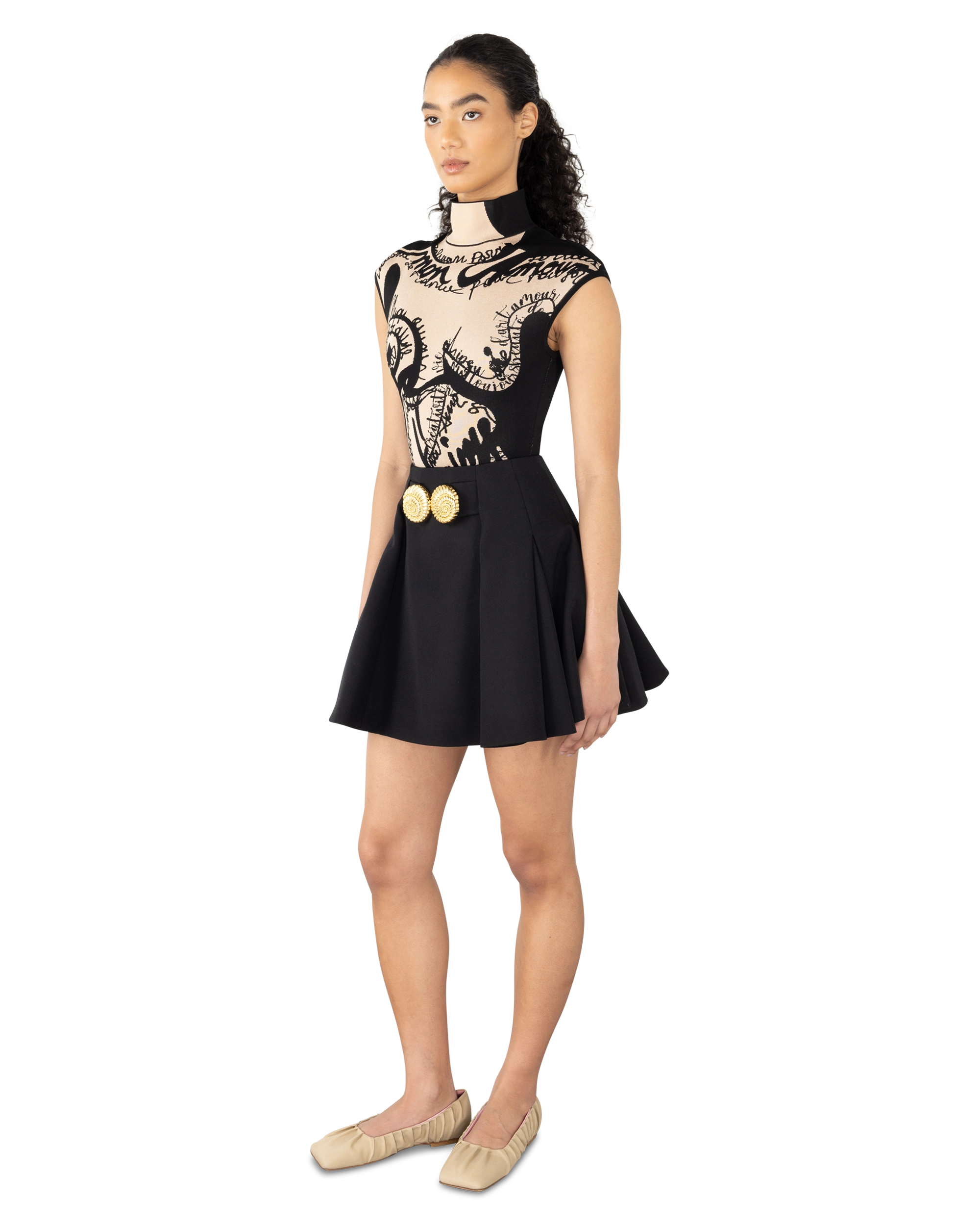 Torso Motif Jacquard Knit Bodysuit