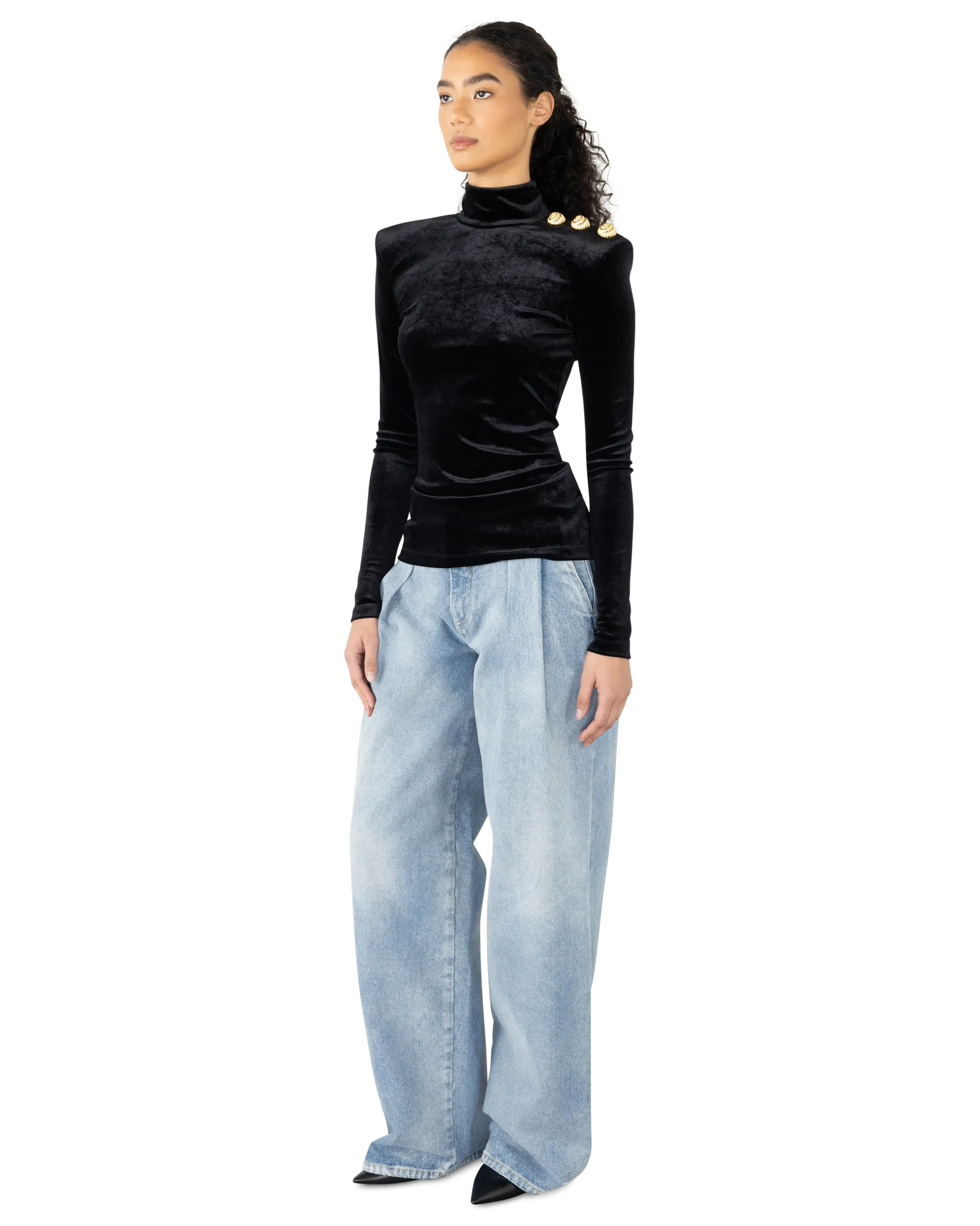 Long-Sleeved Velvet Top