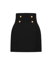 High Waisted 4 Button Wool Mini Skirt - DIHSAN