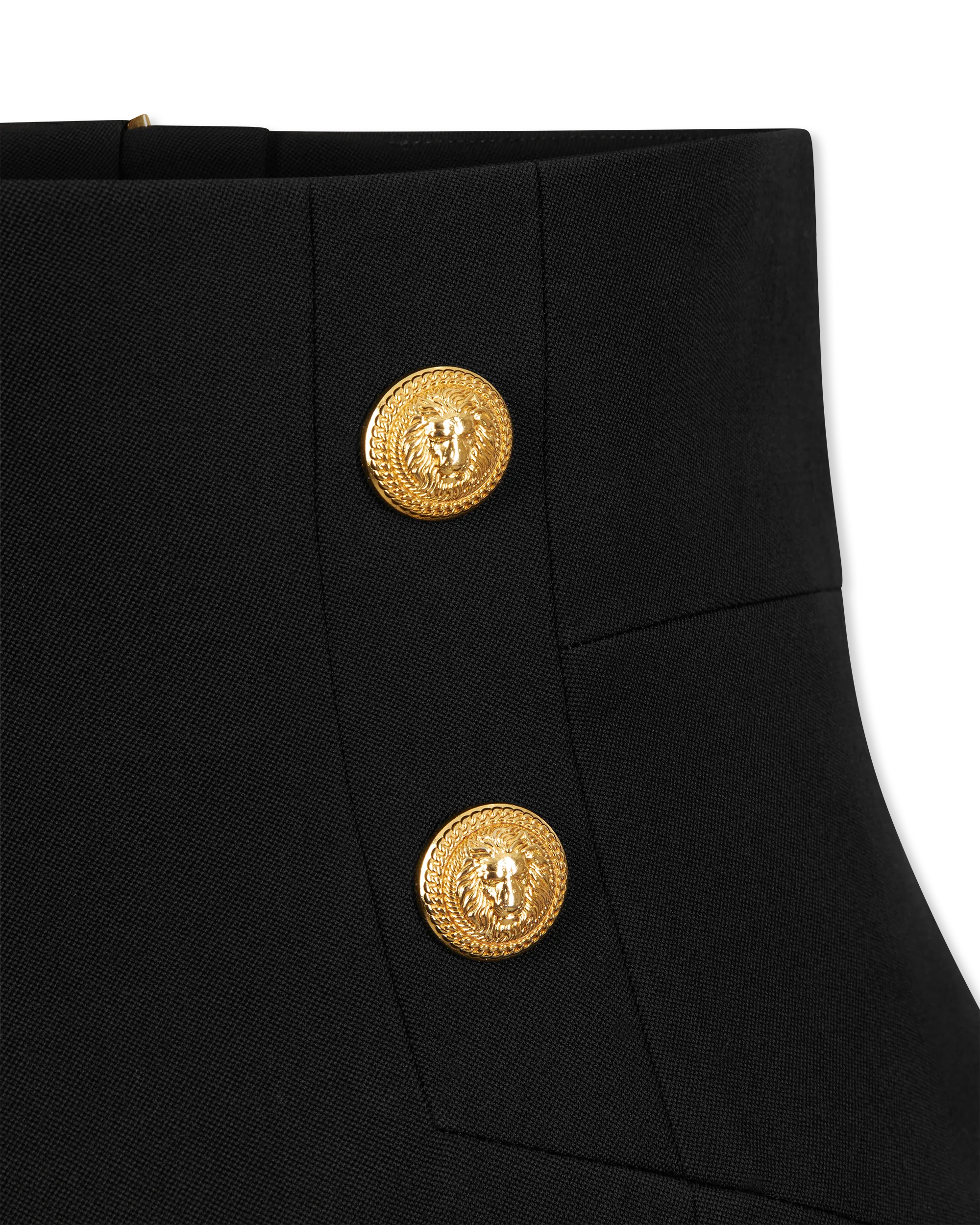 High Waisted 4 Button Wool Mini Skirt - DIHSAN