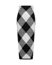 Rolled Gingham Knit Midi Skirt - DIHSAN