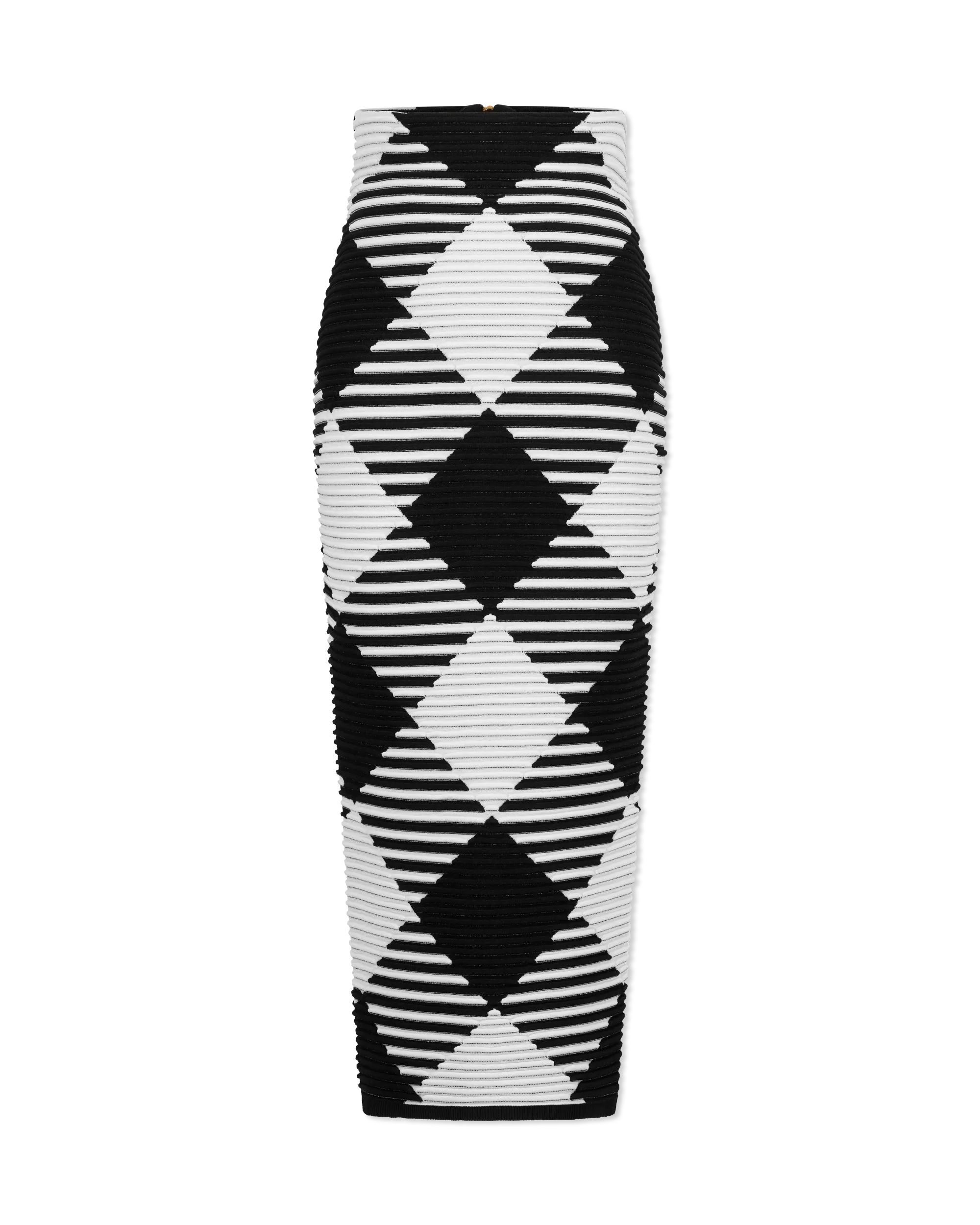 Rolled Gingham Knit Midi Skirt - DIHSAN