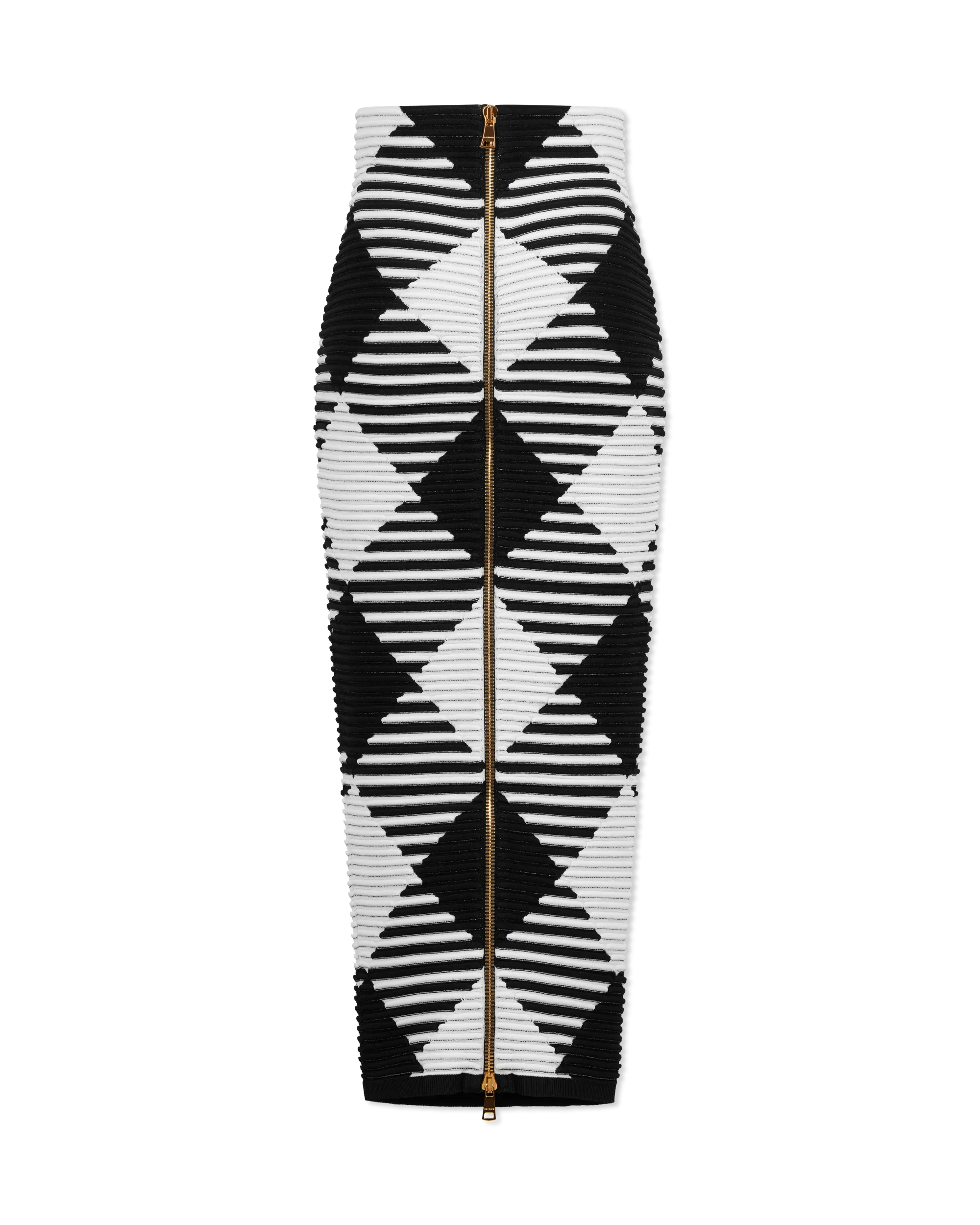 Rolled Gingham Knit Midi Skirt - DIHSAN