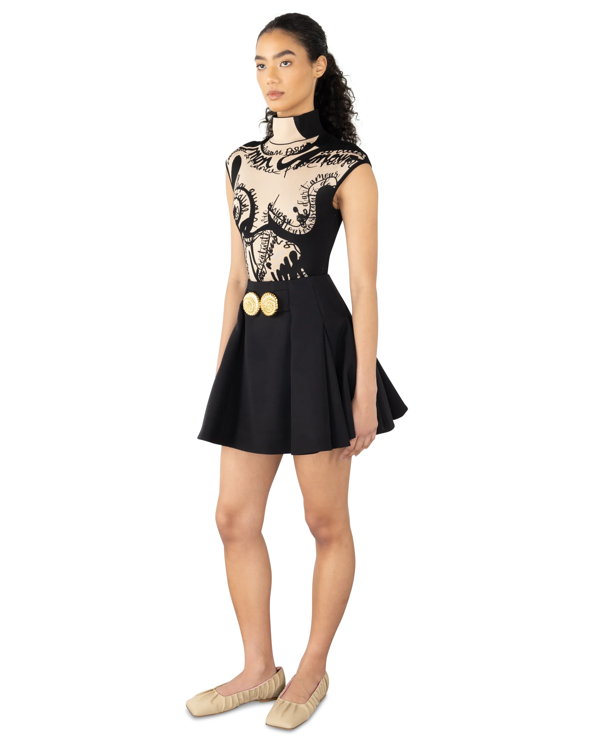 Grain De Poudre Pleated Mini Skirt