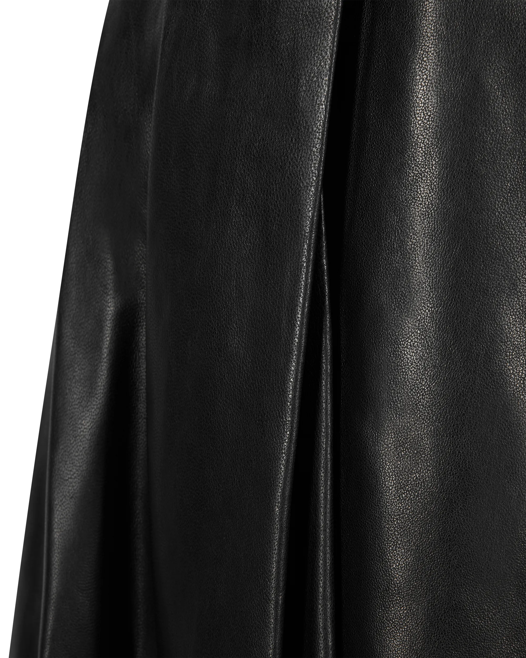 Asymmetrical Pleated Midi Leather Skirt - DIHSAN