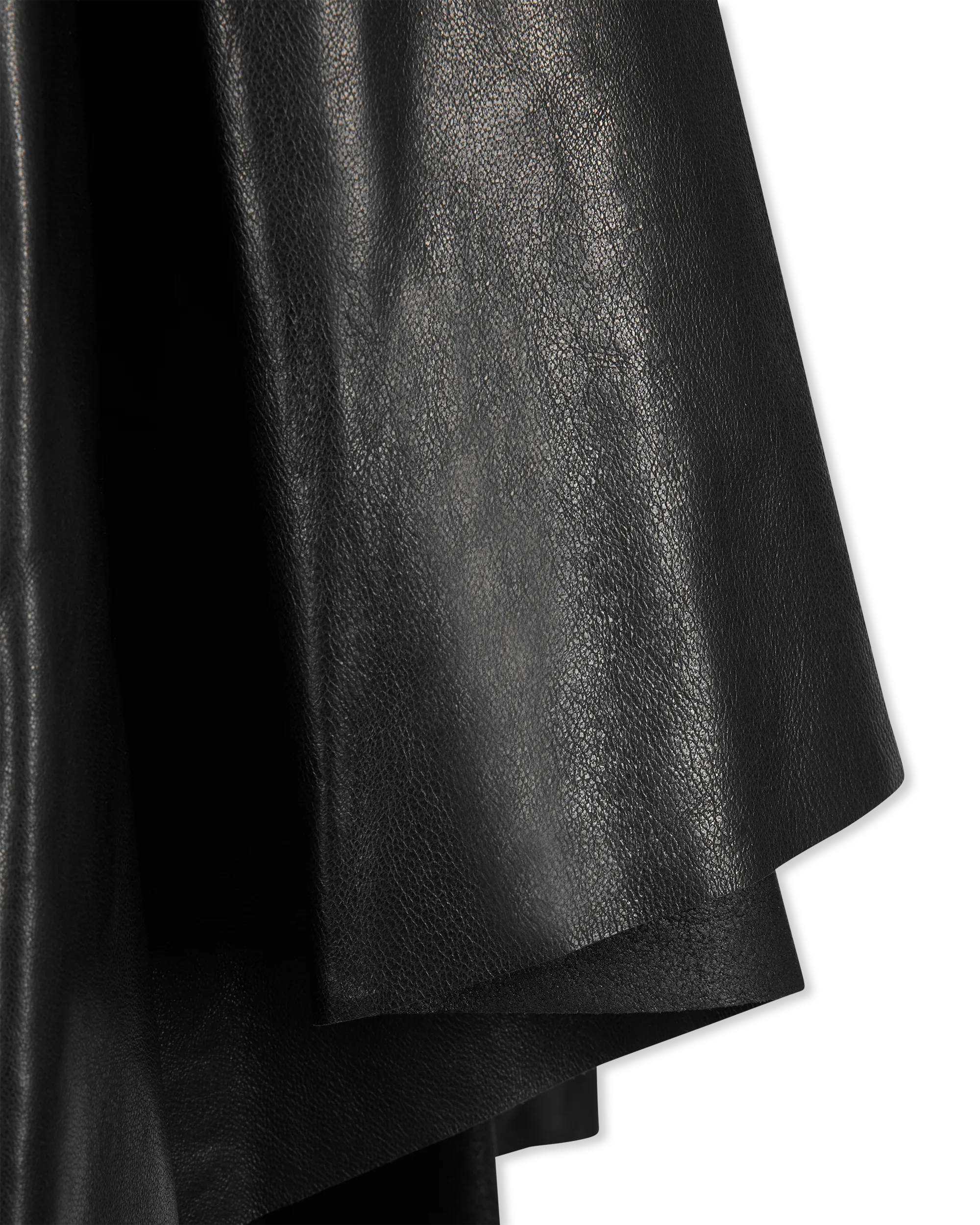 Asymmetrical Pleated Midi Leather Skirt - DIHSAN