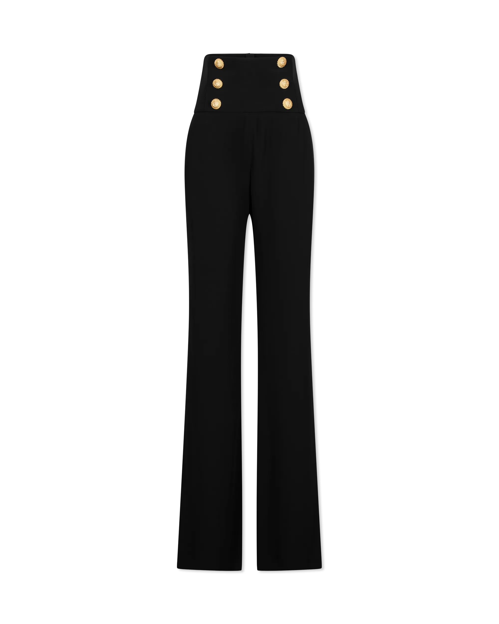 High Waisted 6 Button Crepe Wide-Leg Trousers - DIHSAN