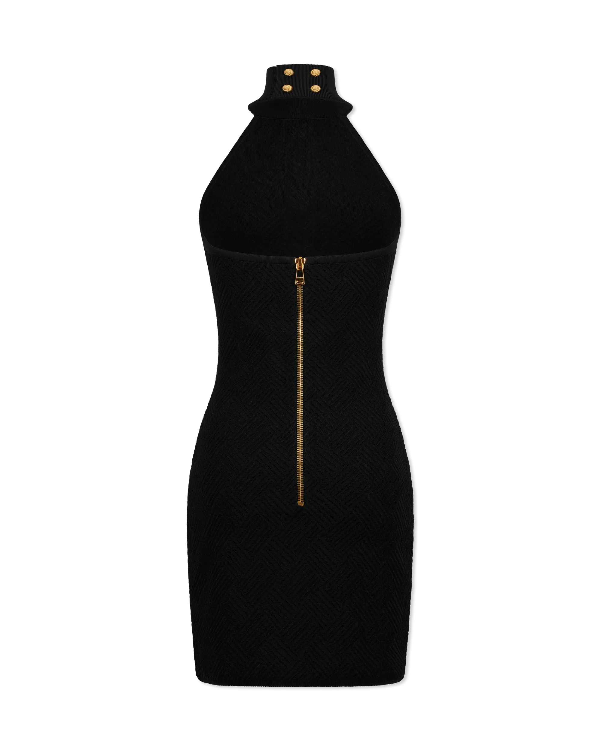 Halterneck Button Knit Mini Dress - DIHSAN