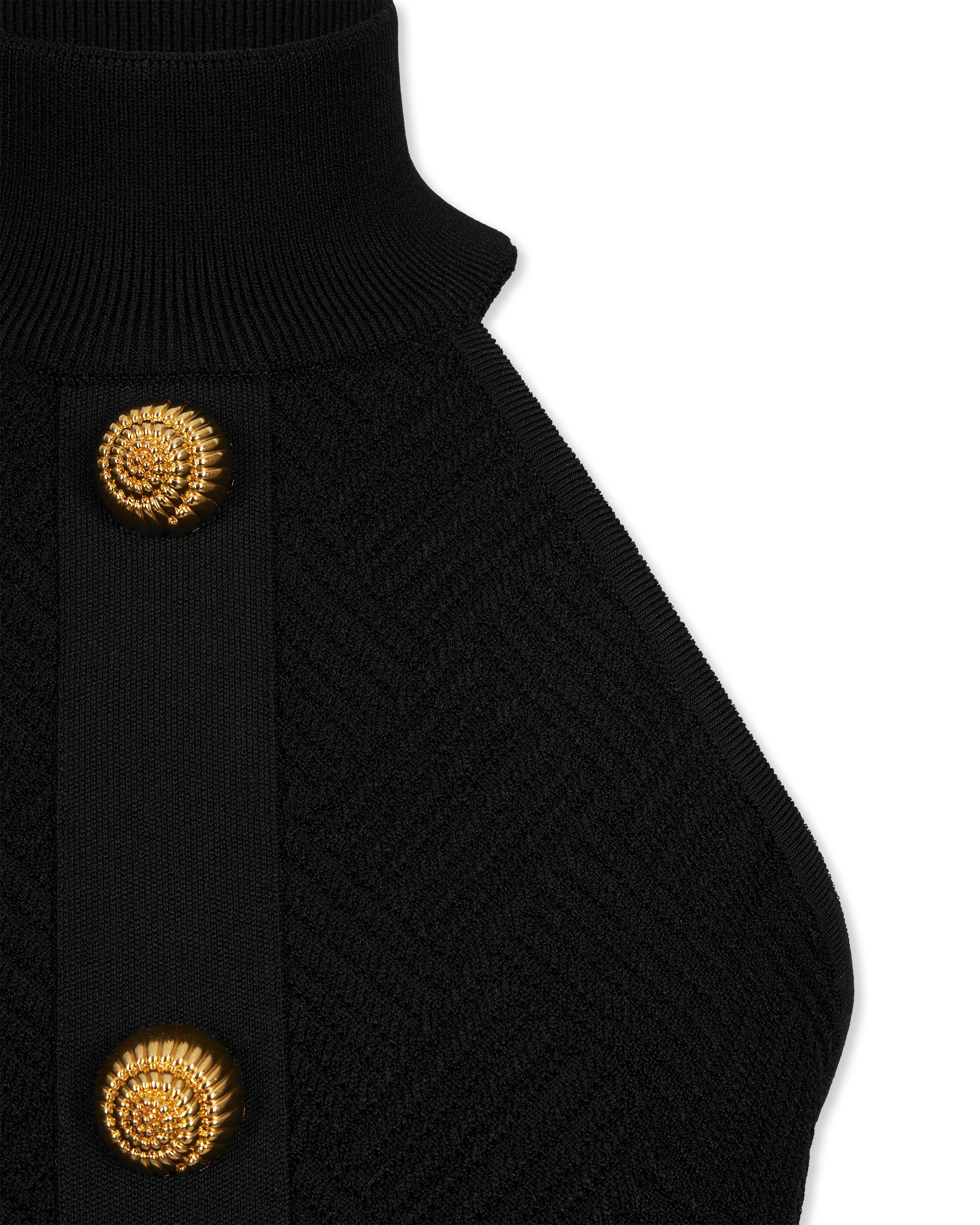 Halterneck Button Knit Mini Dress - DIHSAN